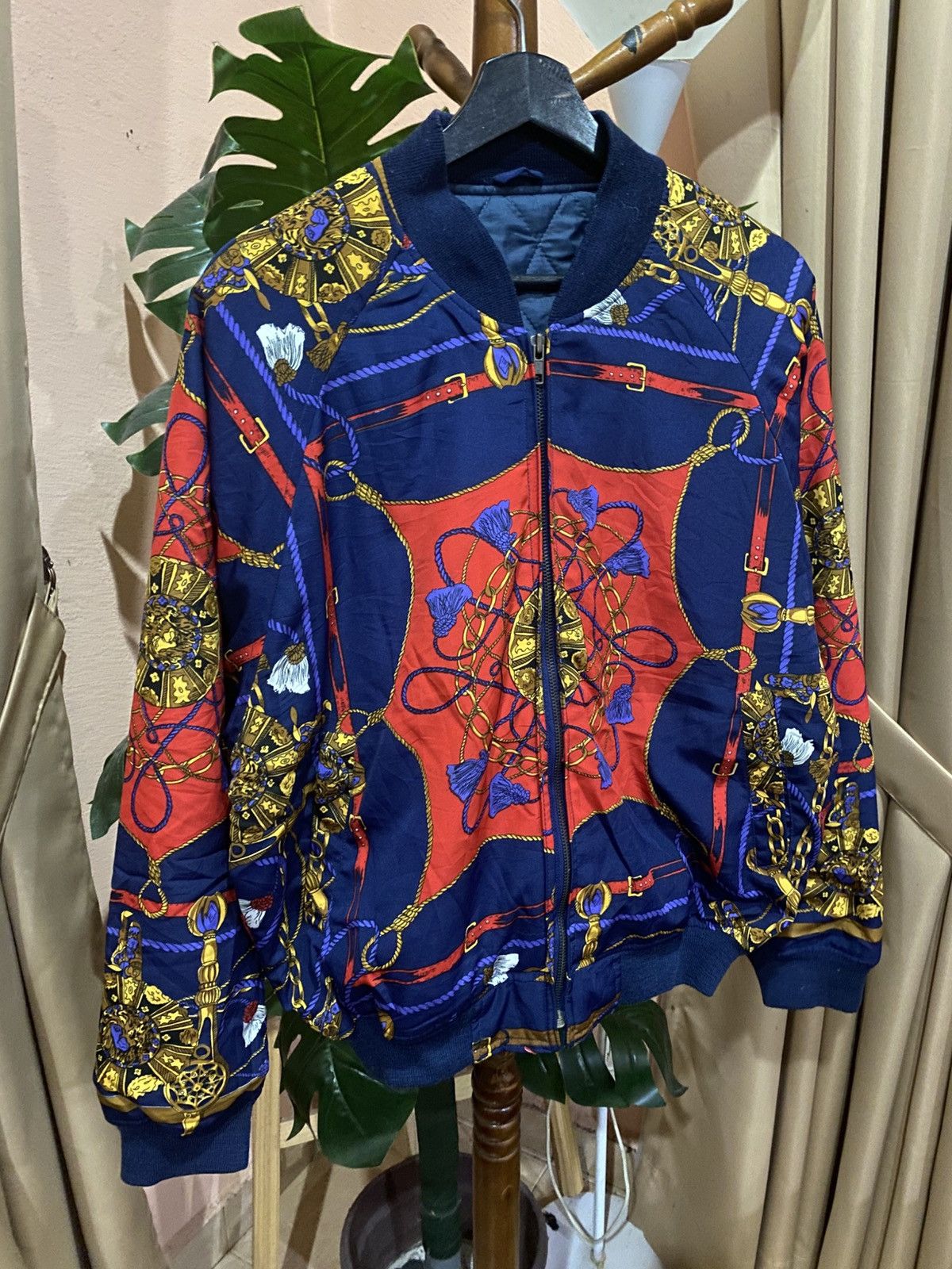 Japanese Brand Vintage SAFARIROOKIE Baroque Print Bomber Jacket Size US M / EU 48-50 / 2 - 3 Thumbnail