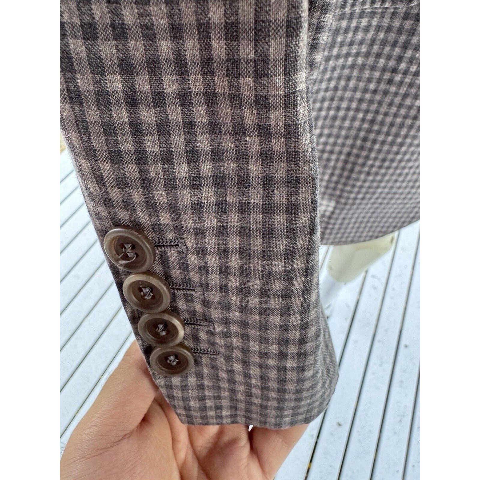 Brunello Cucinelli Brunello Cucinelli Linen Wool Silk Gingham blazer 52/42 Size 42R - 6 Thumbnail