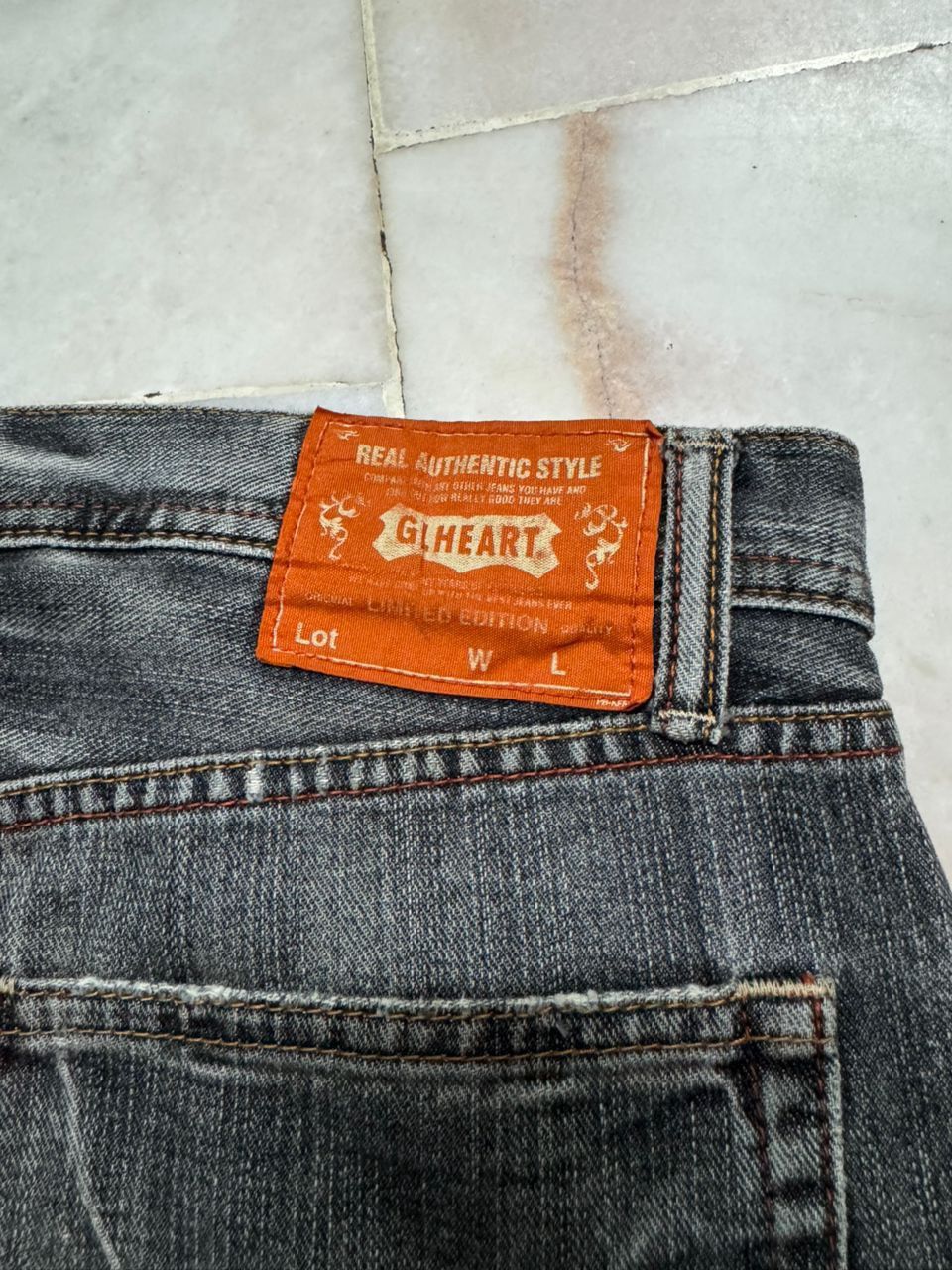 Tornado Mart 💥Insane💥90s Gl Heart Honey Comb Distressed Repaired Insane Size US 33 - 19 Thumbnail