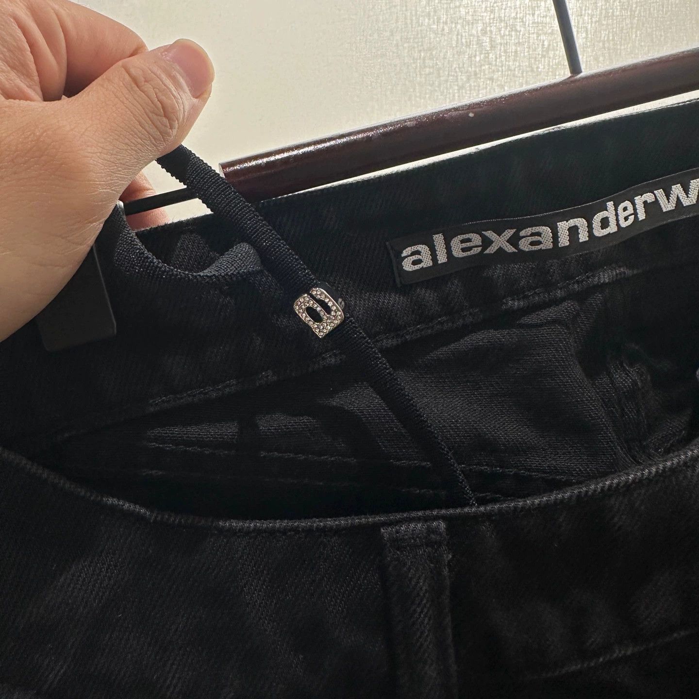 Alexander Wang Alexander Wang may398 slanted crystal logo denim skirt 26 Size 26" / US 2 / IT 38 - 6 Thumbnail