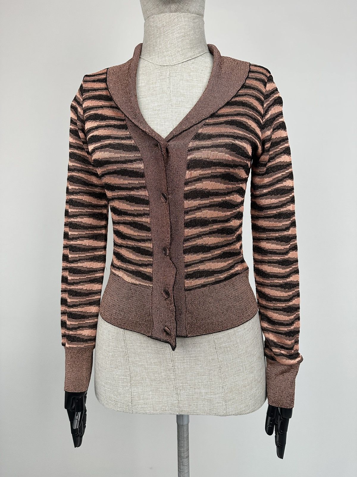 Missoni MISSONI Tiger Stripe Cropped Cardigan Shawl Collar Size S Size S / US 4 / IT 40 - 9 Thumbnail
