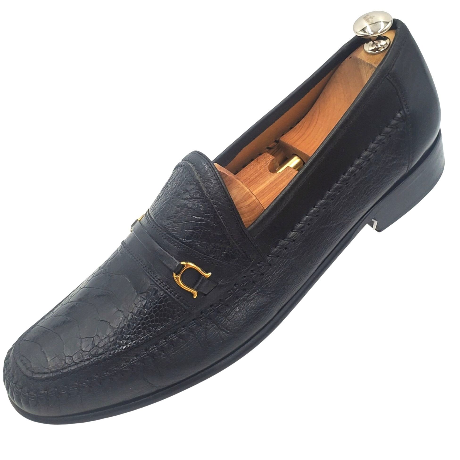 David Eden David Eden Men's size 13 Black Ostrich Leather Horse bit loa Size US 13 / EU 46 - 6 Thumbnail