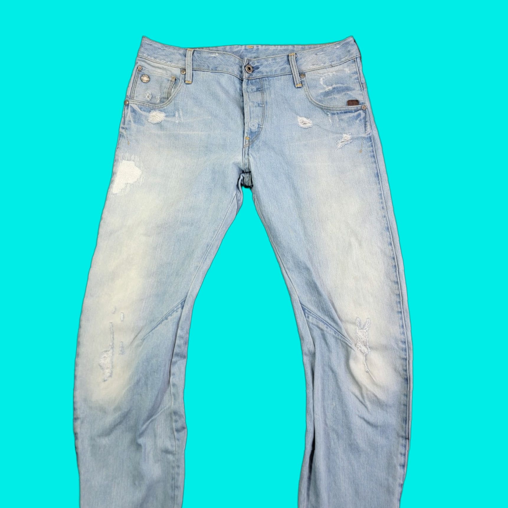 G-Star G STAR ARC 3D SLIM MENS LIGHT BLUE JEANS SIZE W32 L32 distressed button fly Size US 32 / EU 48 - 1 Thumbnail