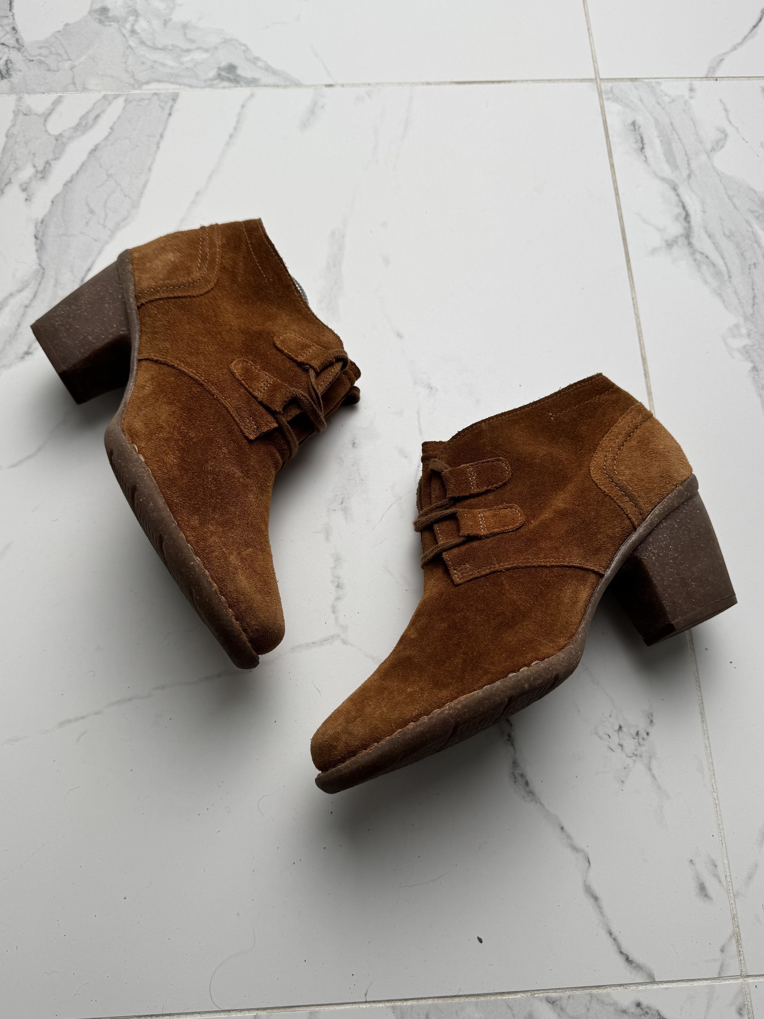 Vintage Vintage Suede Block Heel Ankle Boots Retro Lace Up Booties Size US 12 / IT 42 - 1 Thumbnail