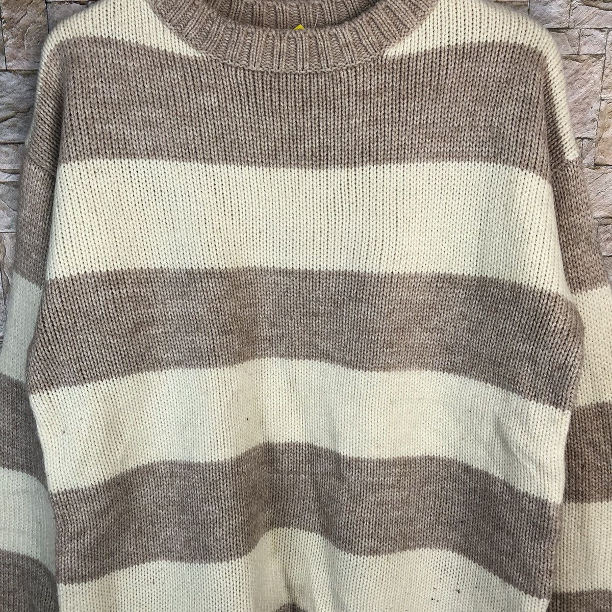 GU × OVER THE STRiPES GU Stripe Brown White Knitwear #A482 Size L / US 10 / IT 46 - 9 Thumbnail