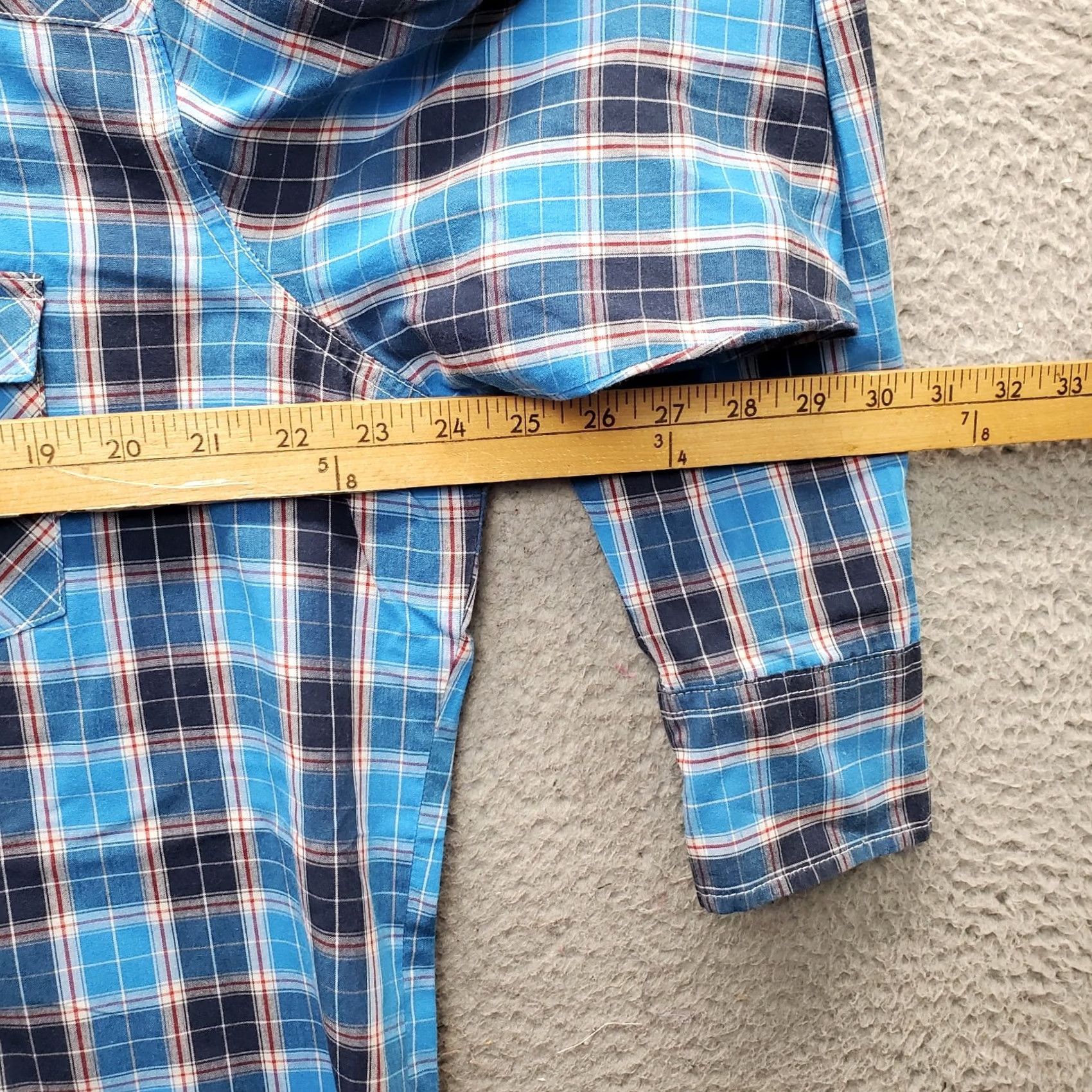 Wrangler Wrangler Wrancher Mens Western Shirt Mult Plaid Chest Pocket Snap Collar XL Size US XL / EU 56 / 4 - 3 Thumbnail