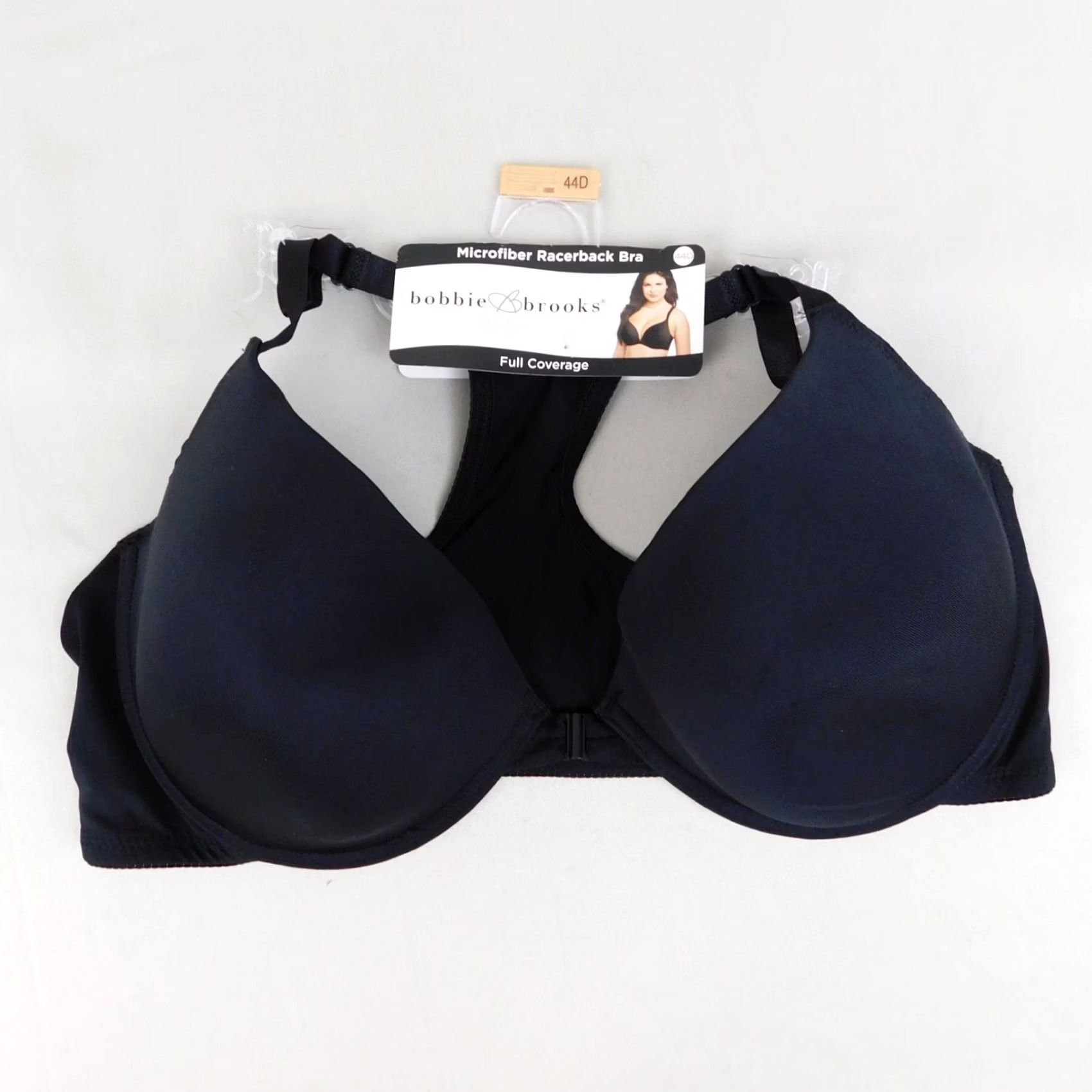 Vintage Bobbie Brooks Bra 44D Black Full Coverage Underwire Front-Close Racerback T-Shirt Style Womens Size ONE SIZE - 2 Thumbnail
