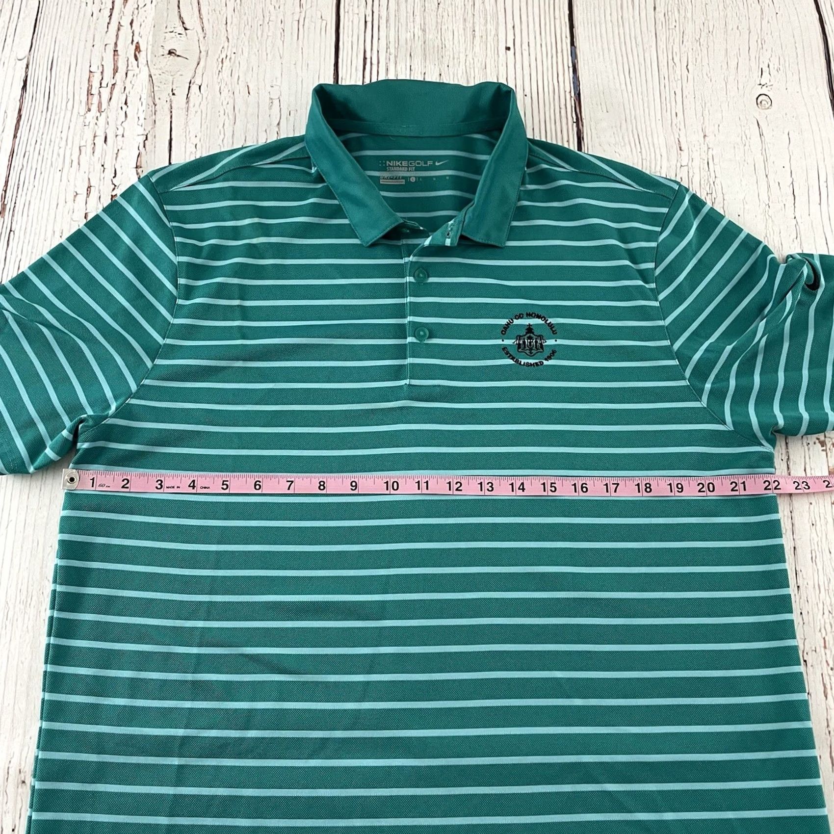 Nike Nike Golf Striped Short Sleeve Oahu Polo Shirt Mens Large Green Size US L / EU 52-54 / 3 - 4 Thumbnail