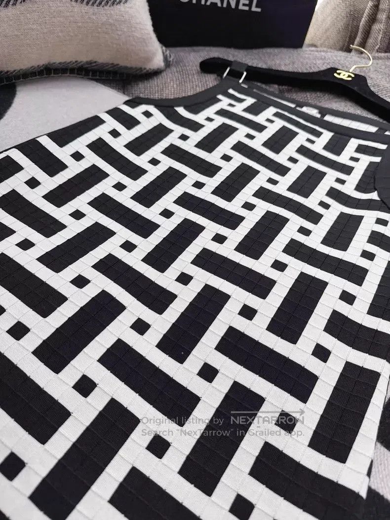Hermes Hermes Black and White Knit Strap Dress Size XXS / US 00 / IT 34 - 5 Thumbnail