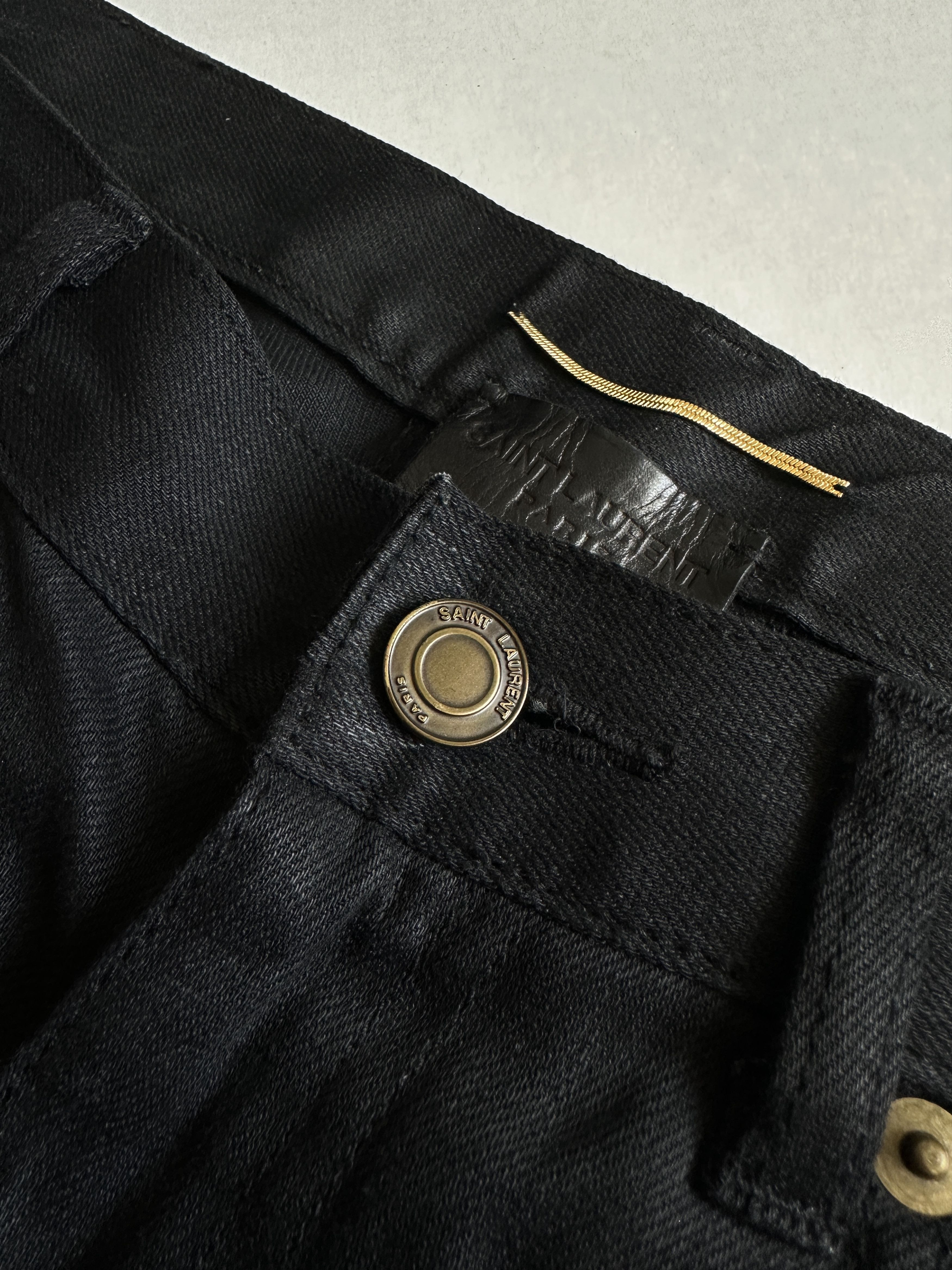 Saint Laurent Paris D01 Cut Off Waxed Denim Shorts Size 26" / US 2 / IT 38 - 4 Thumbnail