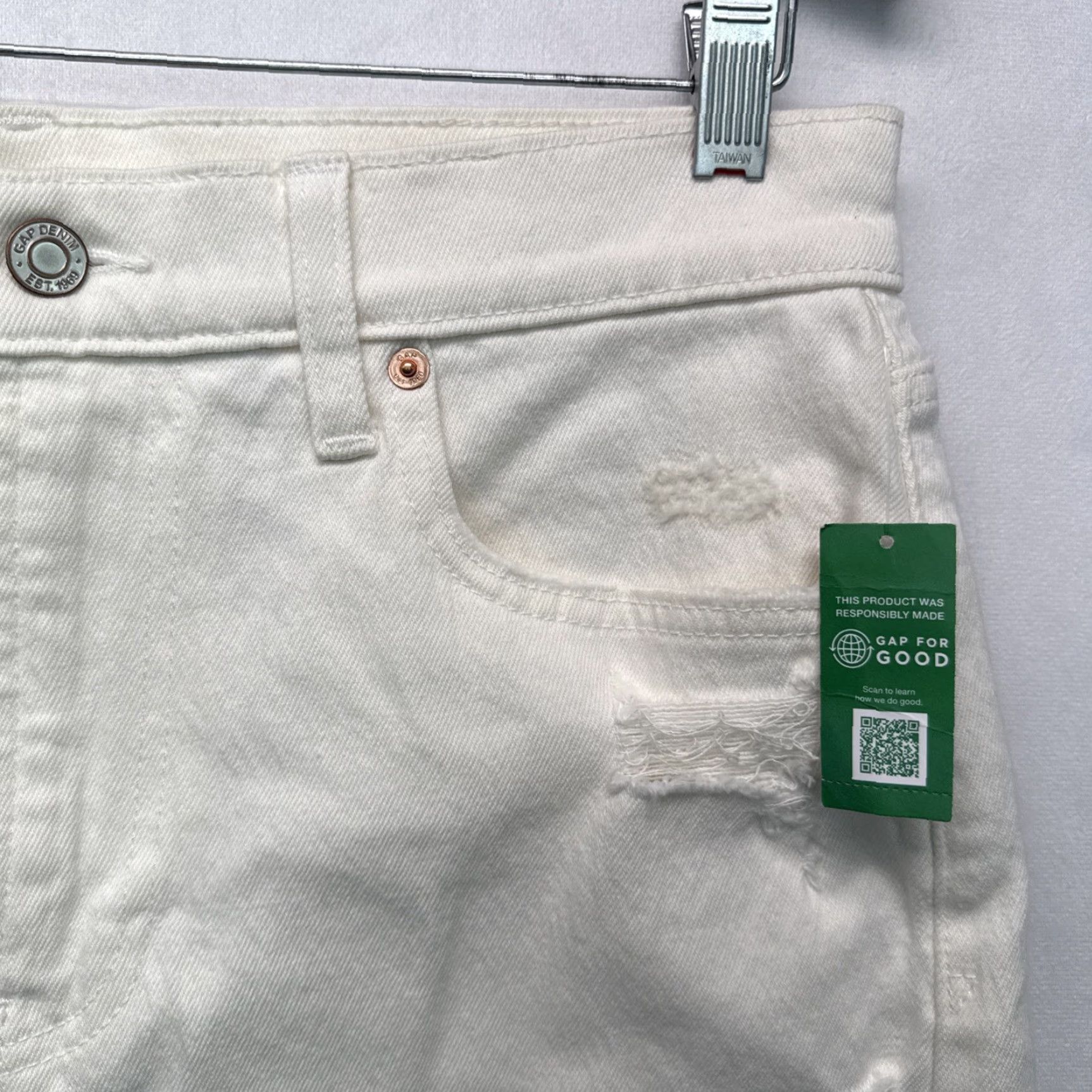 Gap Gap White Cheeky Midi Short High Rise Raw Hem 29 8 T 6" Inseam Bermuda Womens Tall NWT Size 29" - 5 Thumbnail