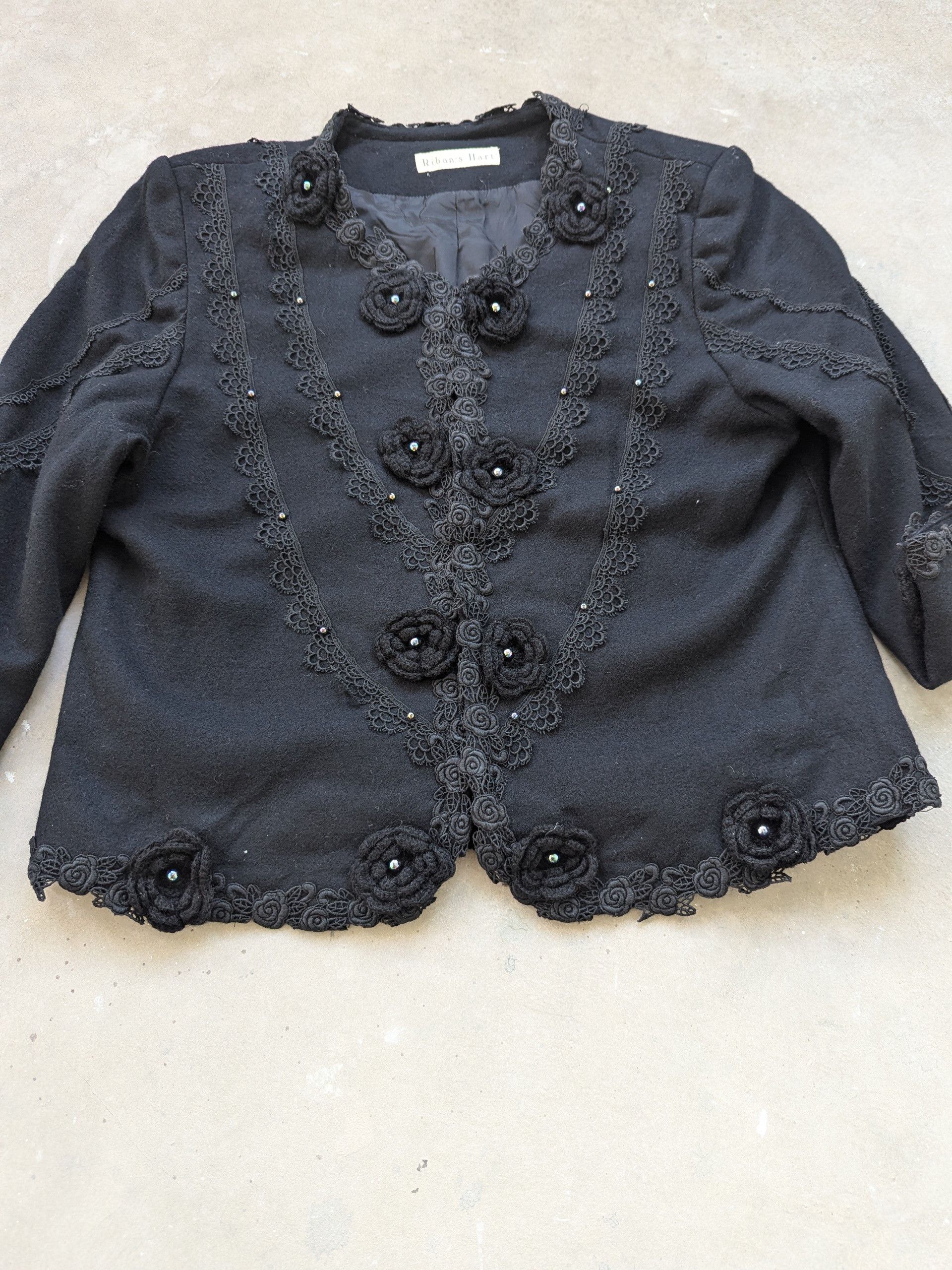 Japanese Brand × Vintage Vintage Wool Cardigan Ribons Hart Flower Embroidered Size M / US 6-8 / IT 42-44 - 6 Thumbnail
