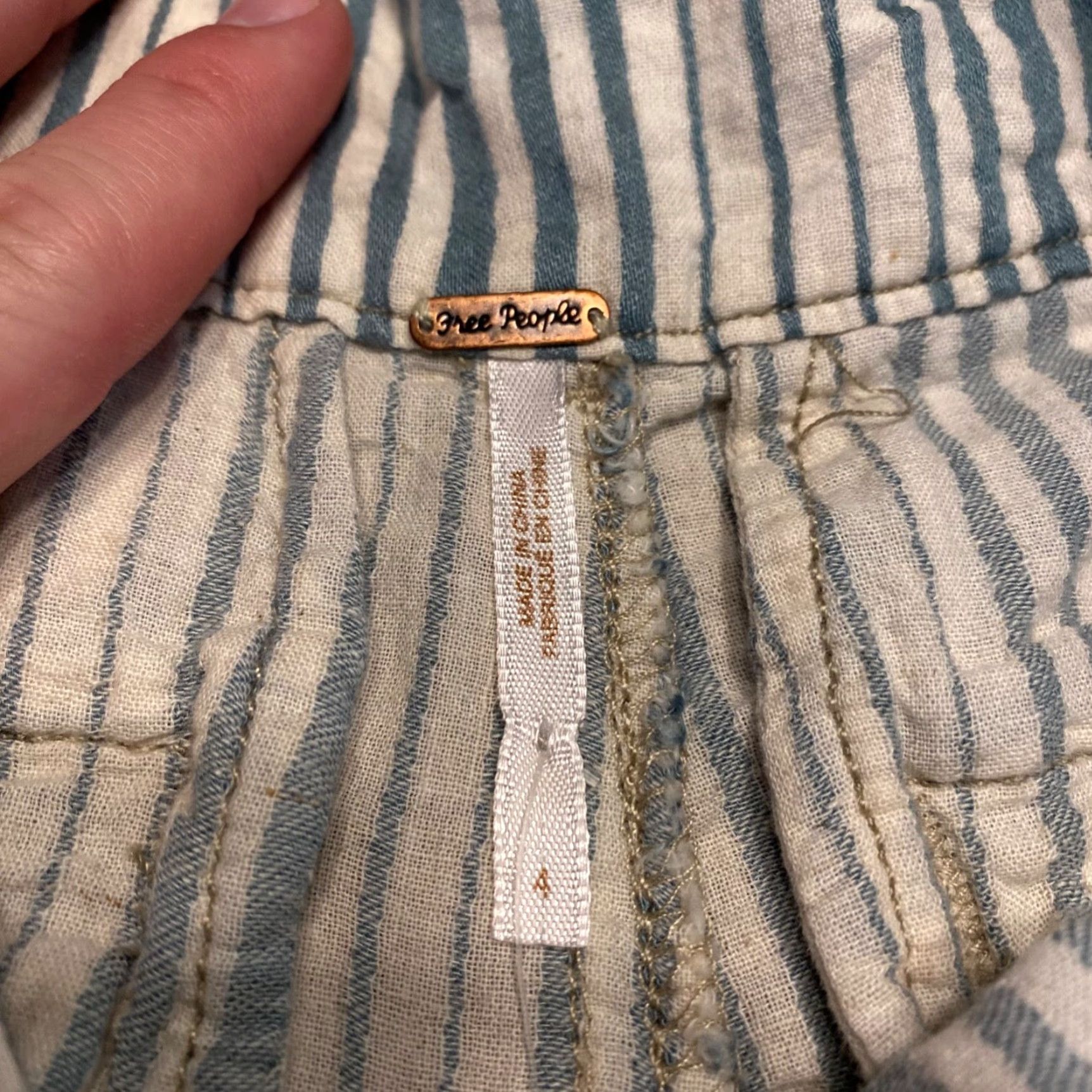 Free People Free People Shorts Womens 4 White Green Striped Button Lace Front 30" W 3" I Size 27" / US 4 / IT 40 - 3 Thumbnail