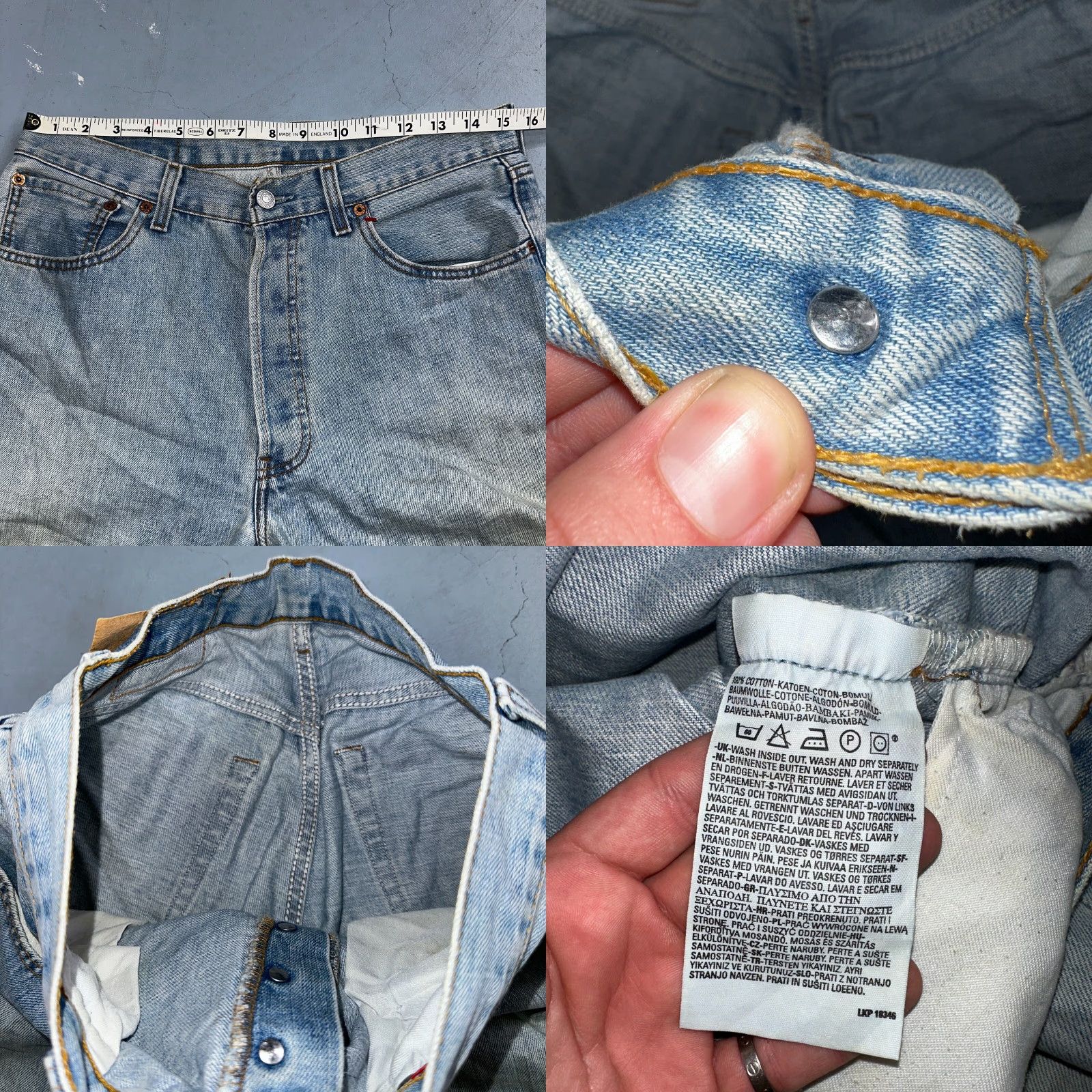 Levi's VINTAGE Levi's 501 Jeans Men Jeans 33x34 90s Light Light Wash Blue 33x34 Straight 90s Mens Jeans Levi's 501 Series with Comfort Size US 33 - 8 Thumbnail