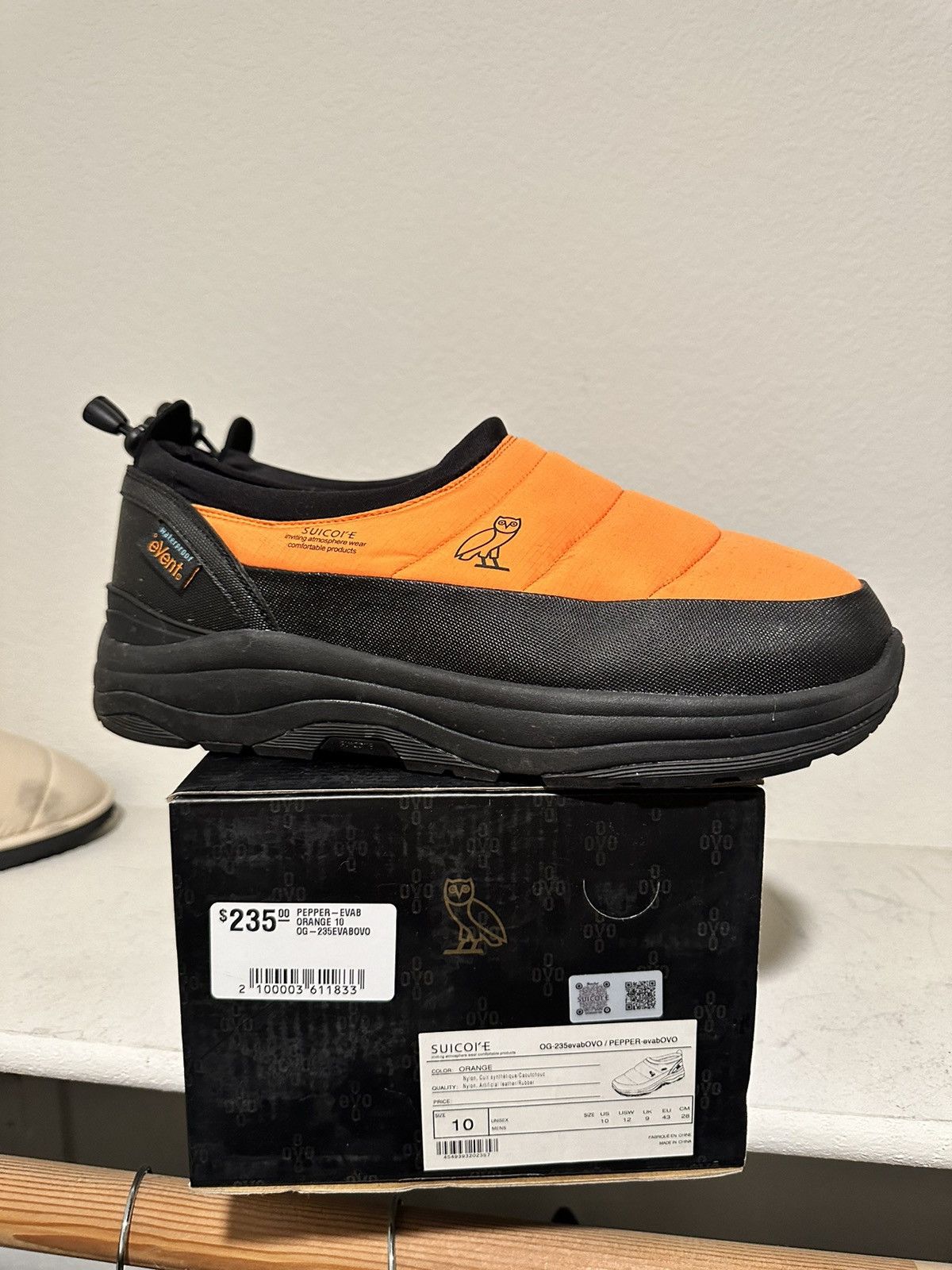 Ovo Suicoke Orange snow puffer sneakers boots tnf mules clog
