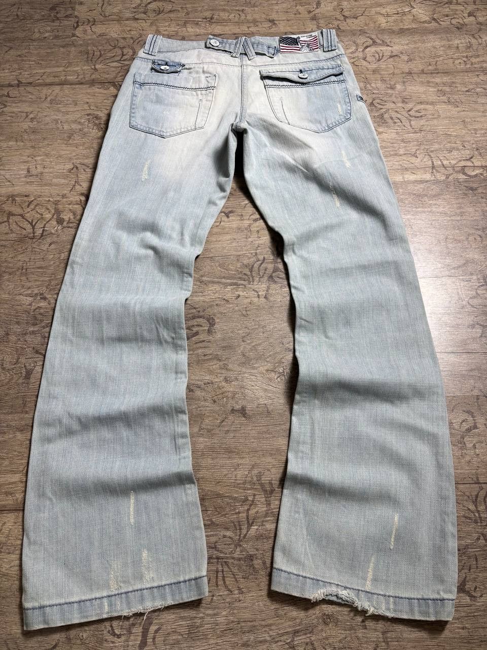 Japanese Brand GOD BLESS AMERICA RARE Flared OWENS Type! Y2K Japan Jeans Size US 30 / EU 46 - 5 Thumbnail