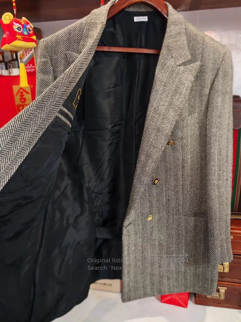 Brioni Brioni Alpaca herringbone winter coat Size US XXL / EU 58 / 5 - 4 Thumbnail