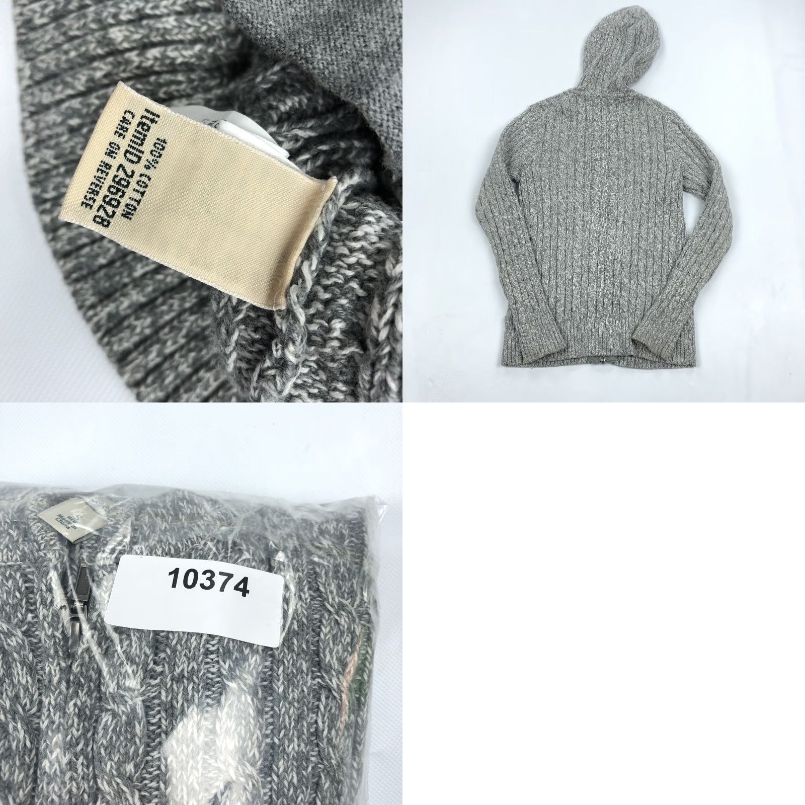 Vintage L.L.Bean Women's S 100% Cotton Cable Knit Full Zip Hooded Sweater Heather Gray Size S Regular Knit Style Full Zip Casual Size S / US 4 / IT 40 - 8 Thumbnail