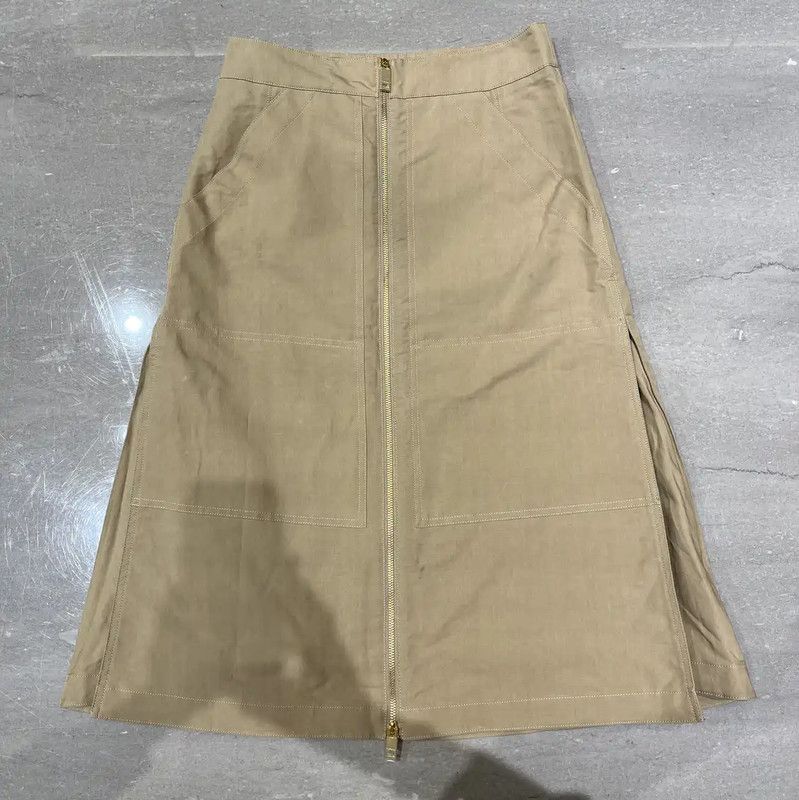 Burberry Burberry Midi Skirt in Khaki Cotton Size 28" / US 6 / IT 42 - 1 Thumbnail