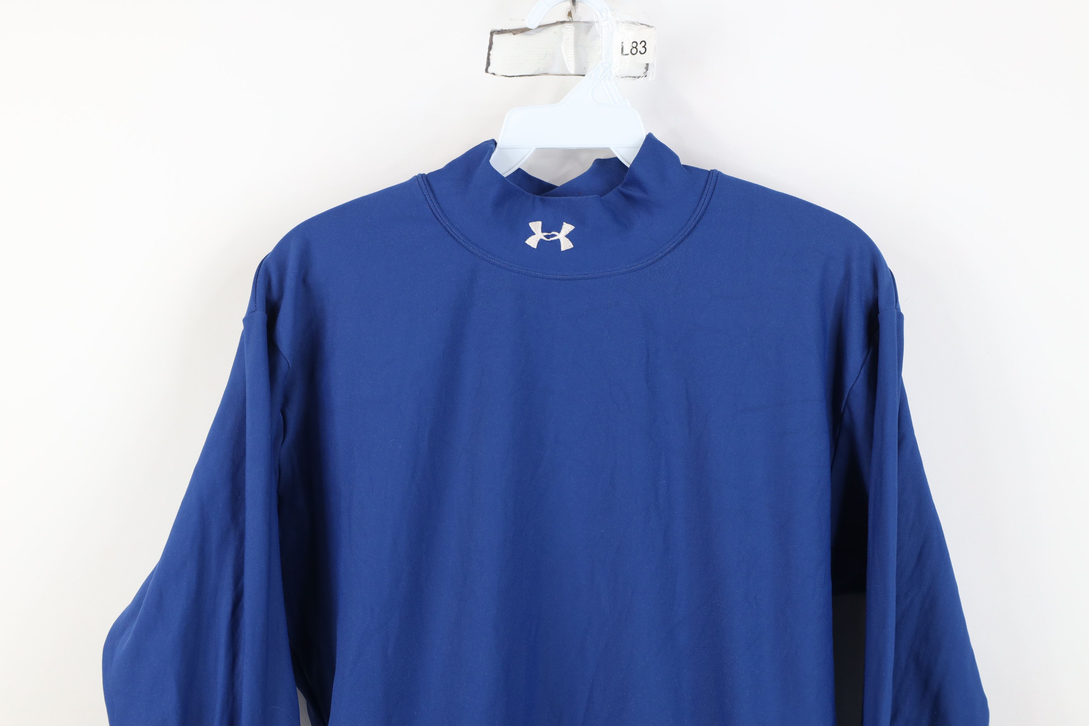 Under Armour Vintage Under Armour Mock Neck Long Sleeve T-Shirt Blue Size US XL / EU 56 / 4 - 2 Thumbnail