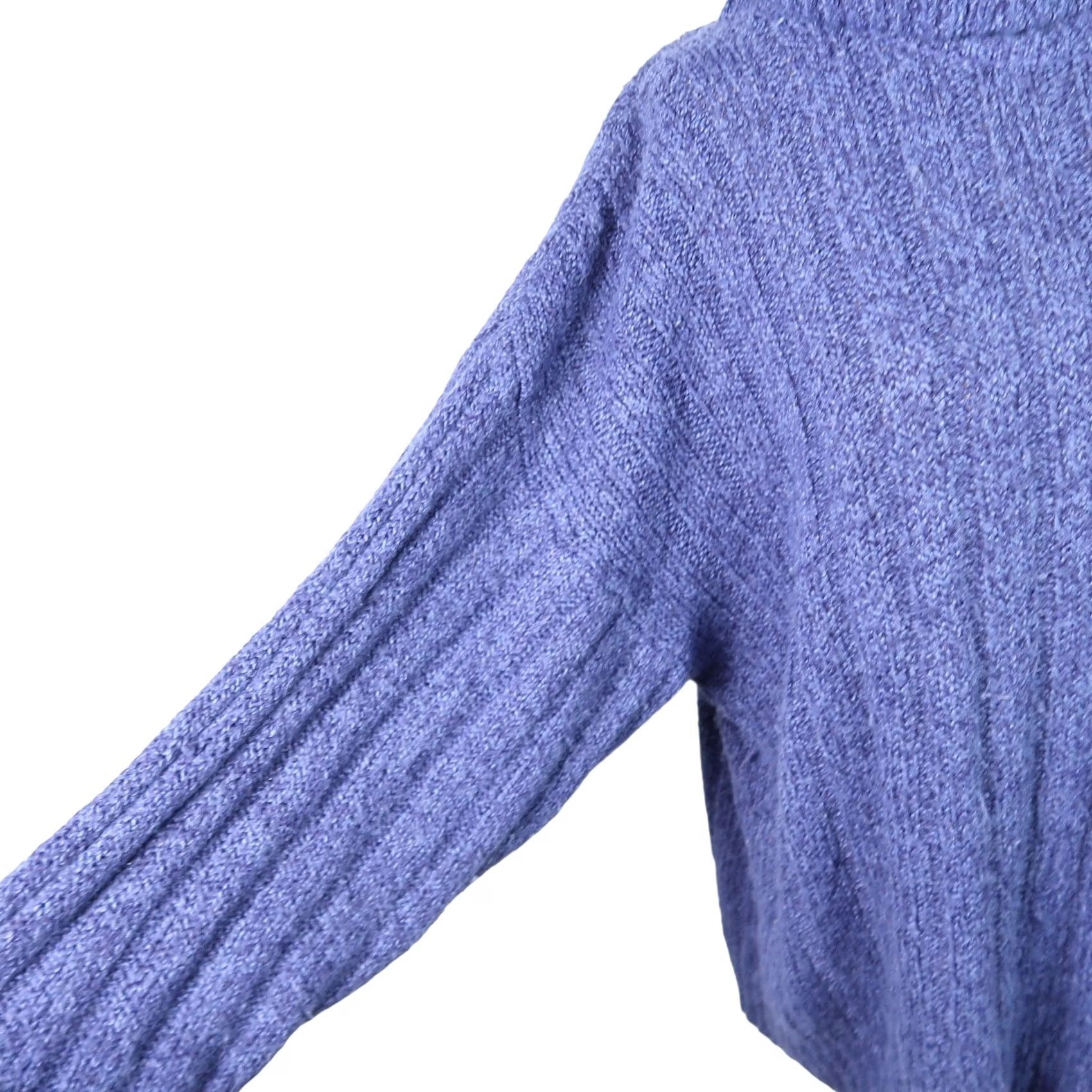 Vintage VINTAGE 90s Navy Blue Heathered Slouchy Turtleneck Knit Sweater L Women Dolman Sleeve Pullover Size L / US 10 / IT 46 - 4 Thumbnail