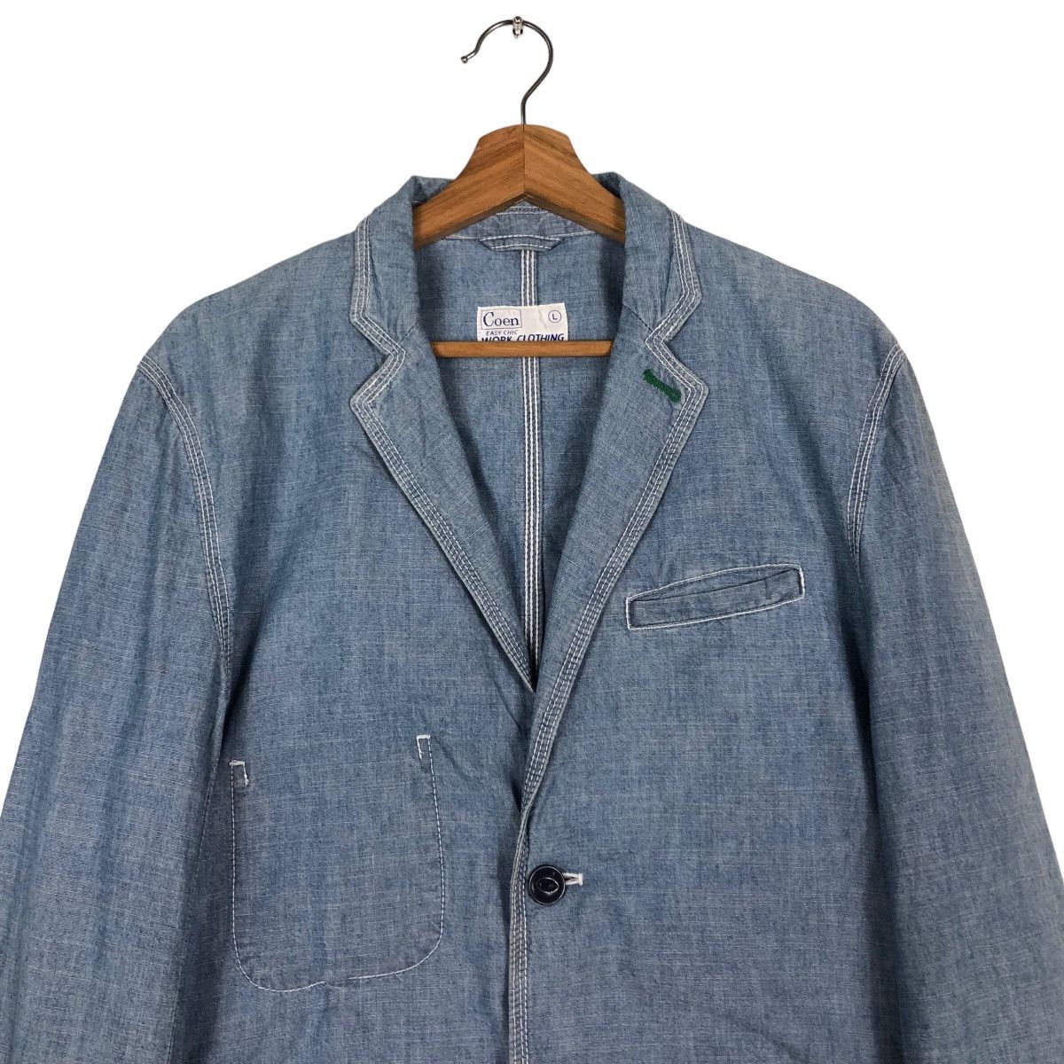 Japanese Brand Vintage Denim Chore Jacket Coen Tokyo Inspire Kapital 45RPM Size US L / EU 52-54 / 3 - 3 Thumbnail