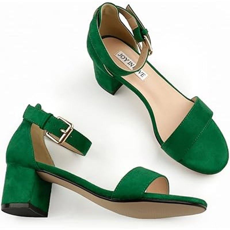 Other New Joy In Love Green Faux Suede Open Toe Heels 7.5 Size US 7.5 / IT 37.5 - 3 Thumbnail