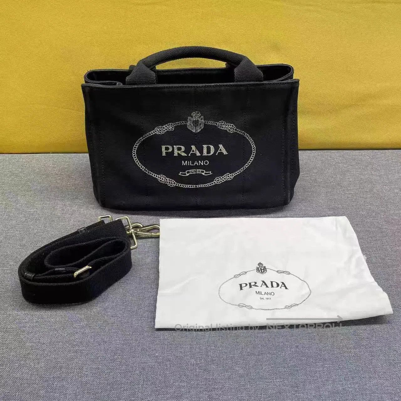 Prada Black Canvas Handbag with Shoulder Strap. Size ONE SIZE - 1 Thumbnail