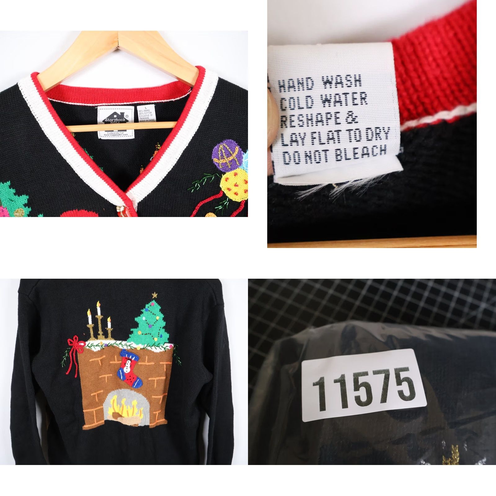 Vintage VINTAGE Storybook Knits Cardigan Sweater Women's Large Black Christmas 90s VTG Christmas motif chunky-knit Size L / US 10 / IT 46 - 9 Thumbnail