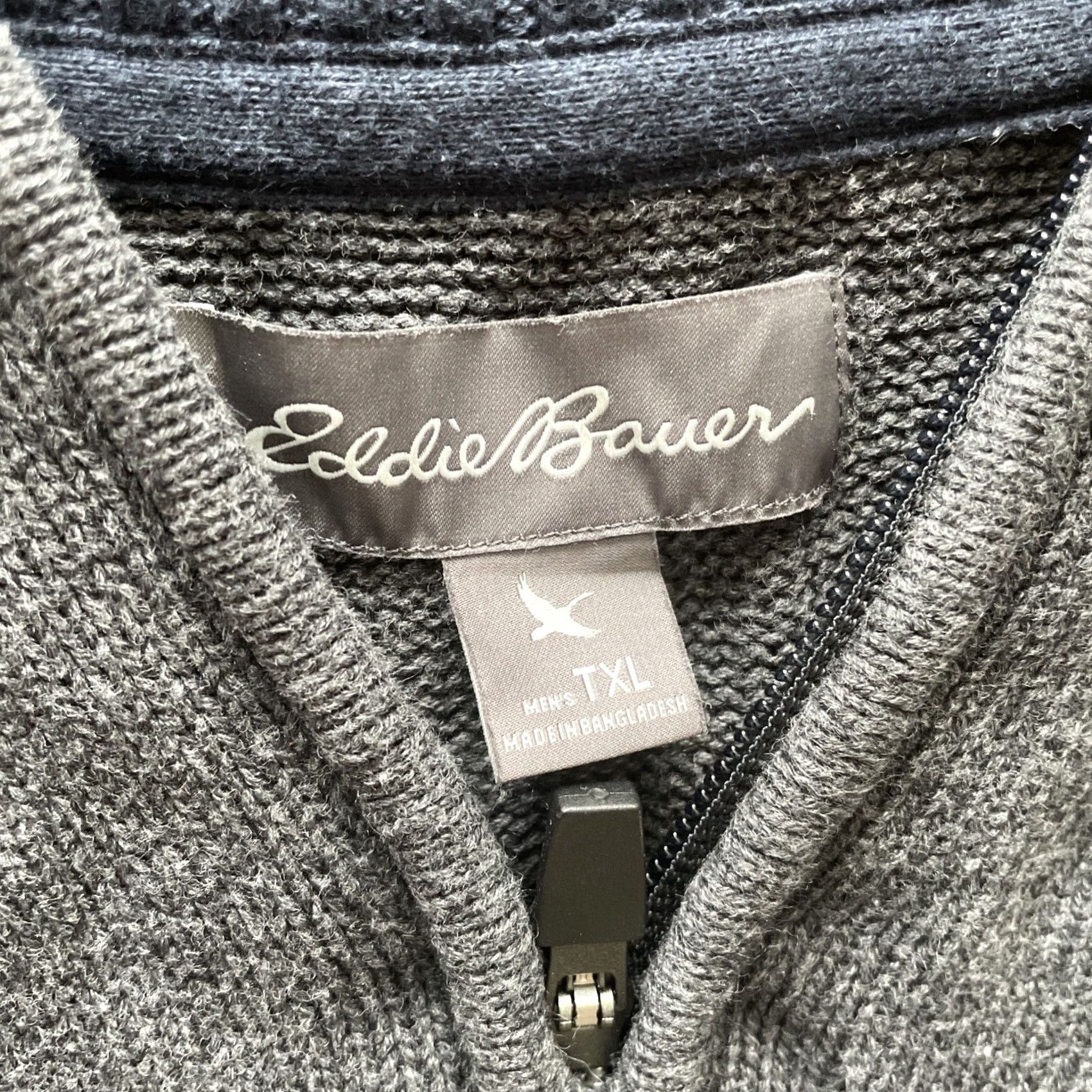 Eddie Bauer Eddie Bauer Sweater 1/4 Zip Mens XL Big & Tall Long Sleeve Mock Neck Gray Knit Pullover Casual Winter Fall Spring - Mens Size US XL / EU 56 / 4 - 3 Thumbnail