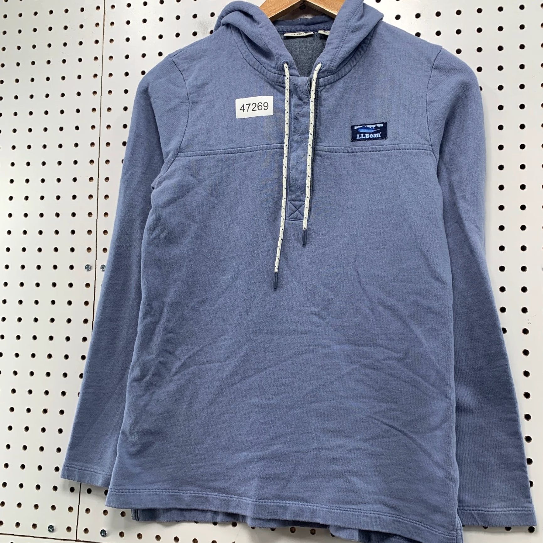 Vintage LL Bean Hoodie Sweatshirt Womens XS Blue Henley Hooded Fleece Pullover Size XS / US 0-2 / IT 36-38 - 5 Thumbnail