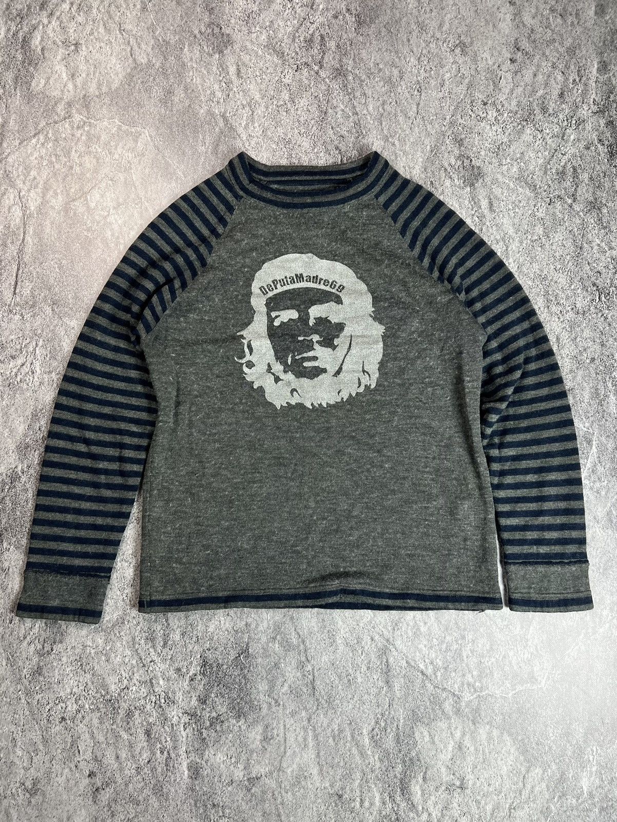 Pre-owned Archival Clothing X Vintage Y2k Archival Che Guevara Adult Japan Prisoner Style Sweater In Grey