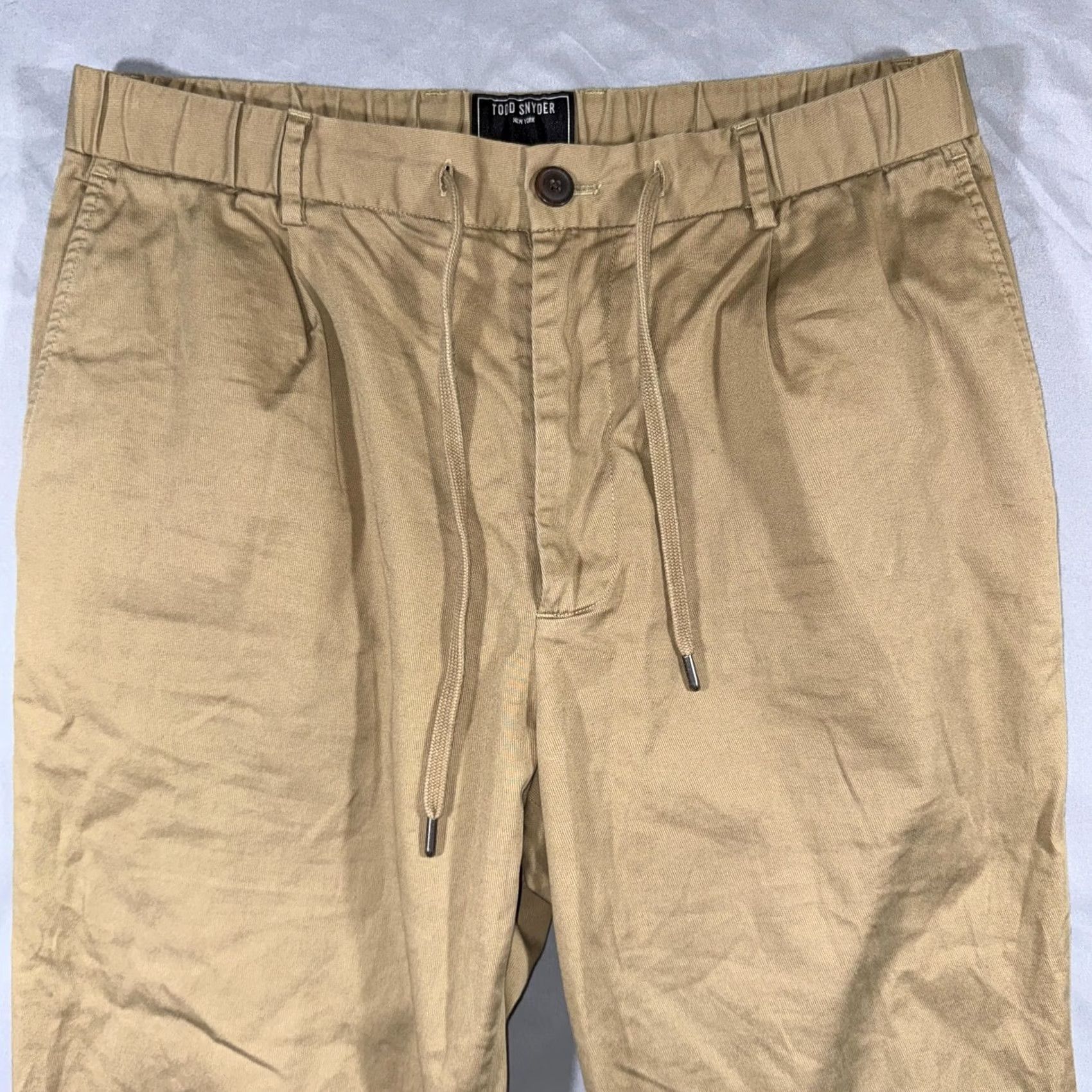 Todd Snyder Todd Snyder Pants Mens Small Beige Elastic Waist Drawstring Cuffed Chino Tapered Size US 29 - 5 Thumbnail
