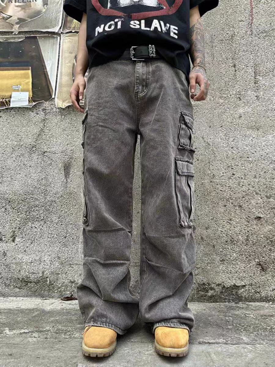 Japanese Brand × Jean Vintage Multi-Pocket Heavyweight Work Loose Jeans Size US 33 - 2 Thumbnail