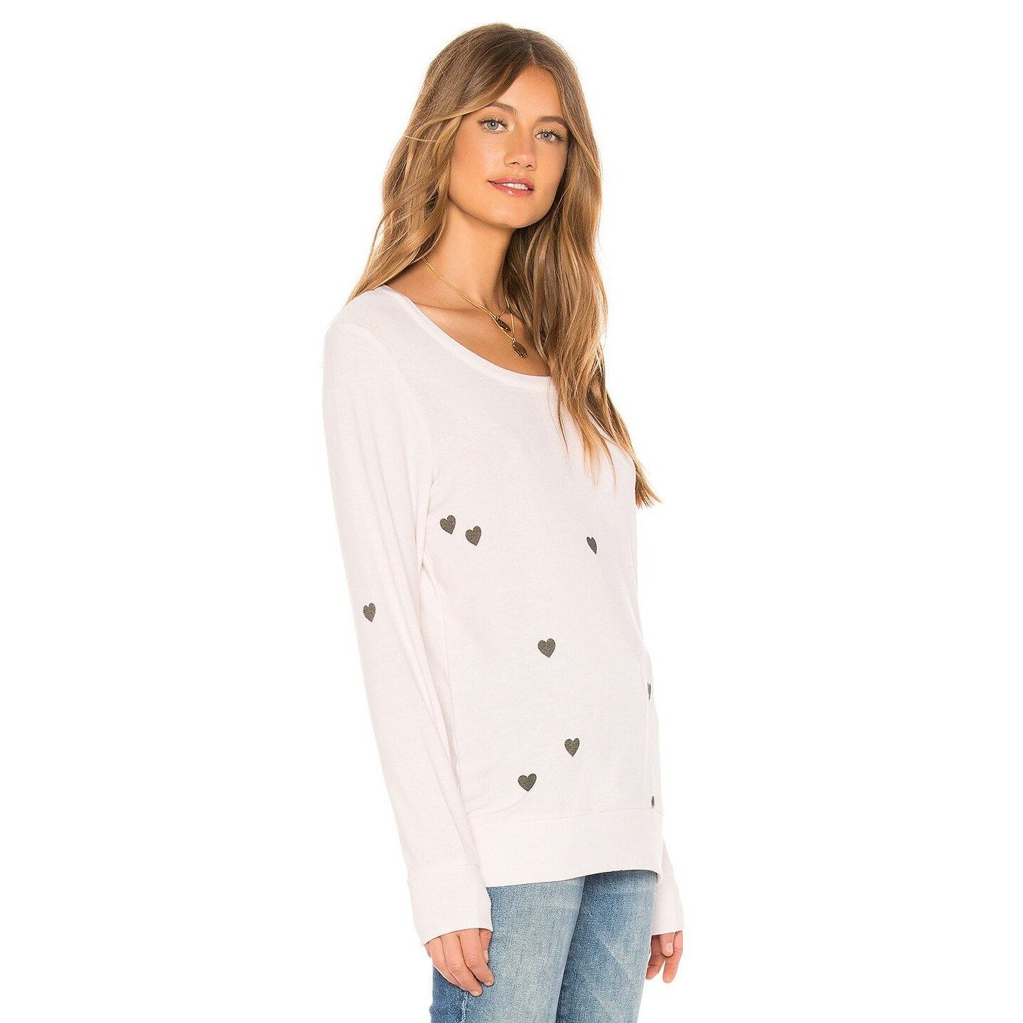 Chaser Brand Chaser Tiny Hearts Lightweight Sweatshirt Pearl Pink Size S / US 4 / IT 40 - 2 Thumbnail