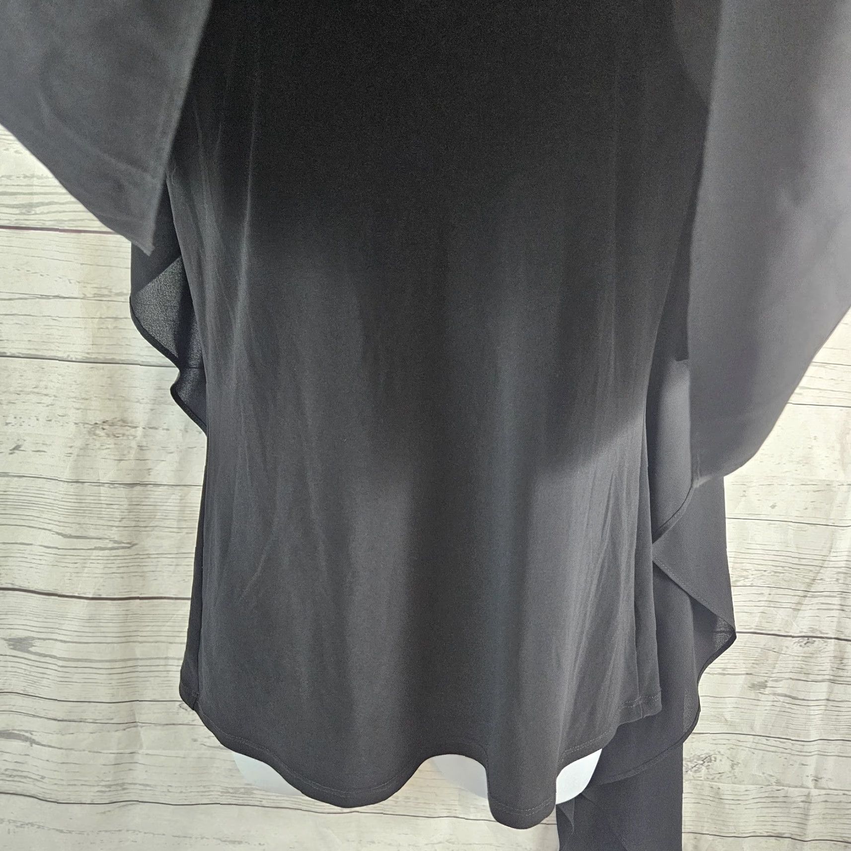 Joseph Ribkoff Joseph Ribkoff Womens Top Sz 8 Solid Black Short Sleeve V-Neck Asymmetrical Hem Blouse Dressy Shirt Womens Size M / US 6-8 / IT 42-44 - 3 Thumbnail