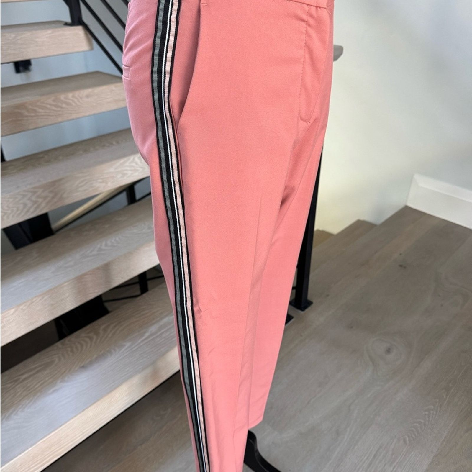 Zara New Zara Women's Pink Joggers with Stripe Detail size S Size 26" / US 2 / IT 38 - 6 Thumbnail