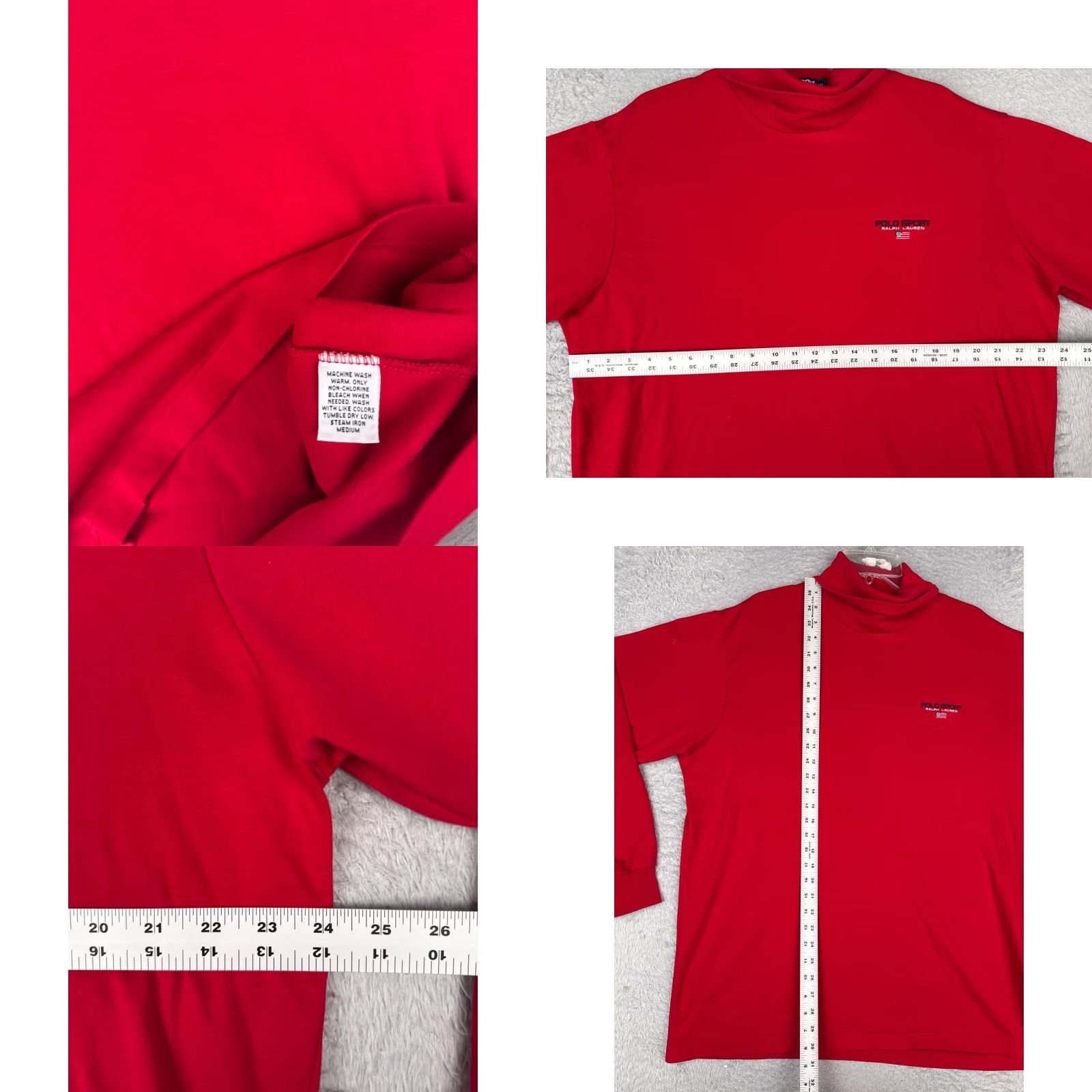 Vintage VINTAGE Polo Sport Ralph Lauren Shirt Men XL Red Turtleneck Long Sleeve Cotton Knit Embroidered Logo 1990s Designer Sports Classic All Seasons Mens Size US XL / EU 56 / 4 - 8 Thumbnail