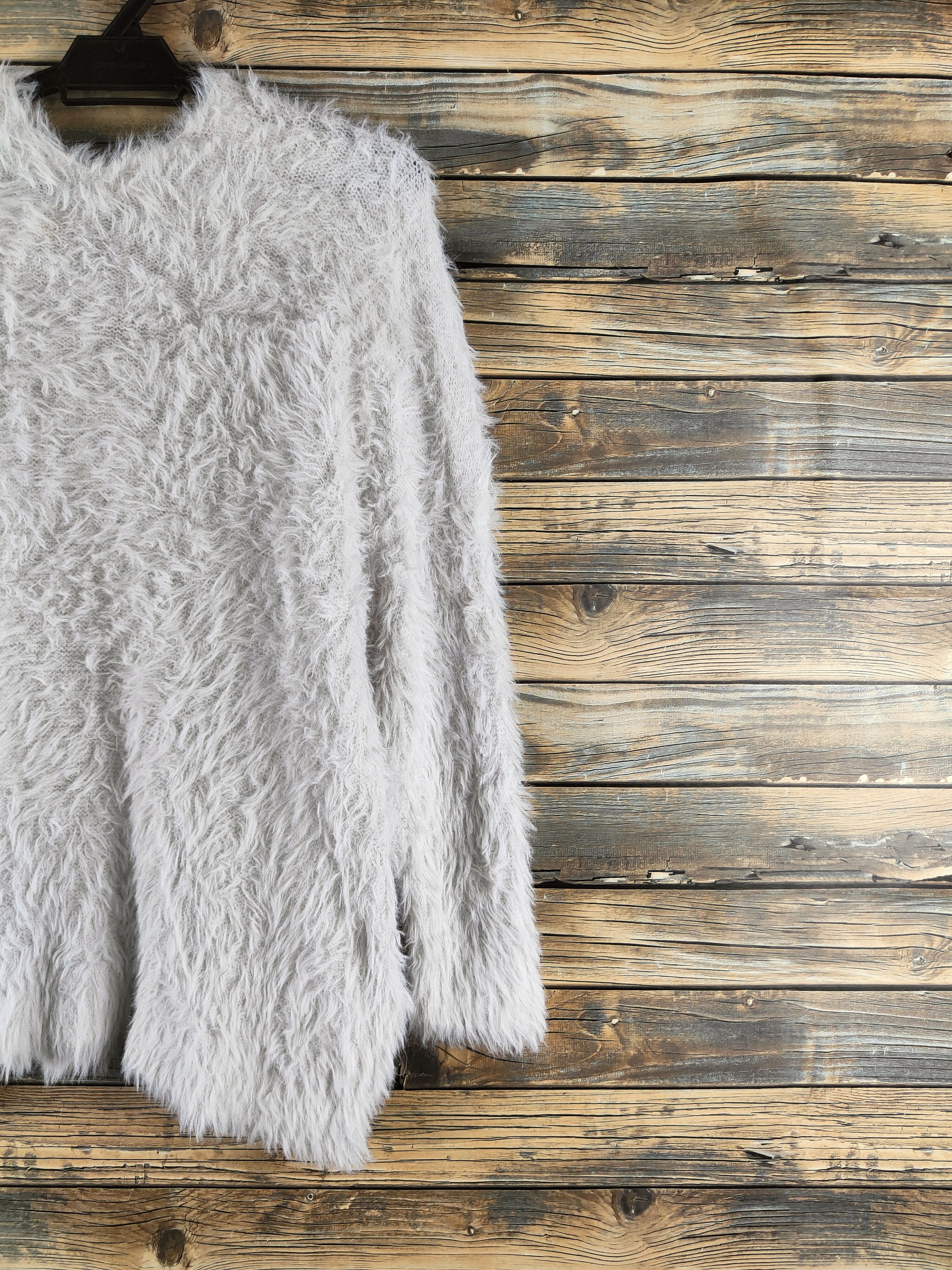 Japanese Brand DL Alicia Pageboy Gray Fur Mohair Knitwear #46-968 Size L / US 10 / IT 46 - 10 Thumbnail