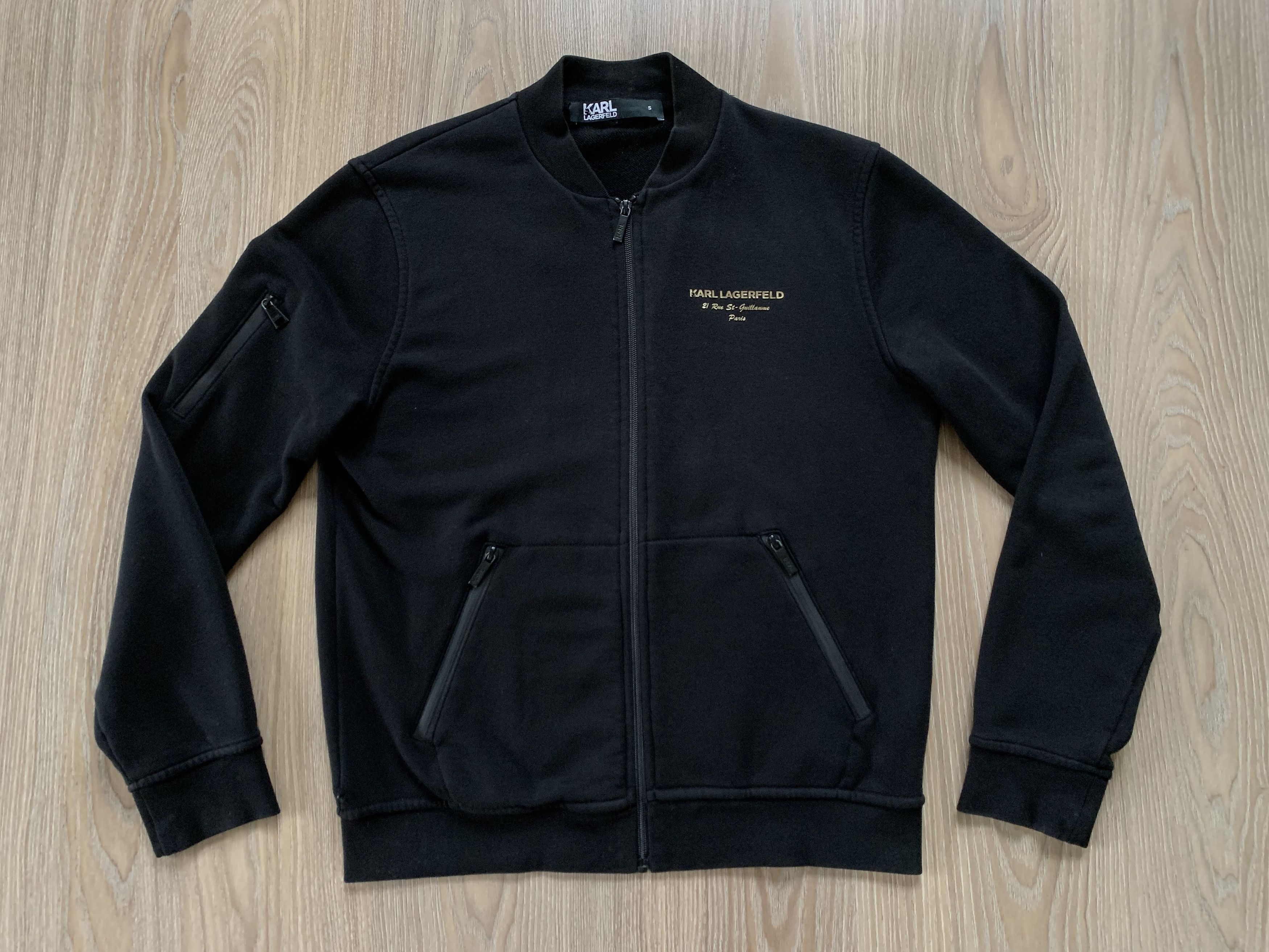Karl Lagerfeld × Vintage Karl Lagerfeld Black Zip Jacket Cotton Olympic Size US L / EU 52-54 / 3 - 2 Thumbnail