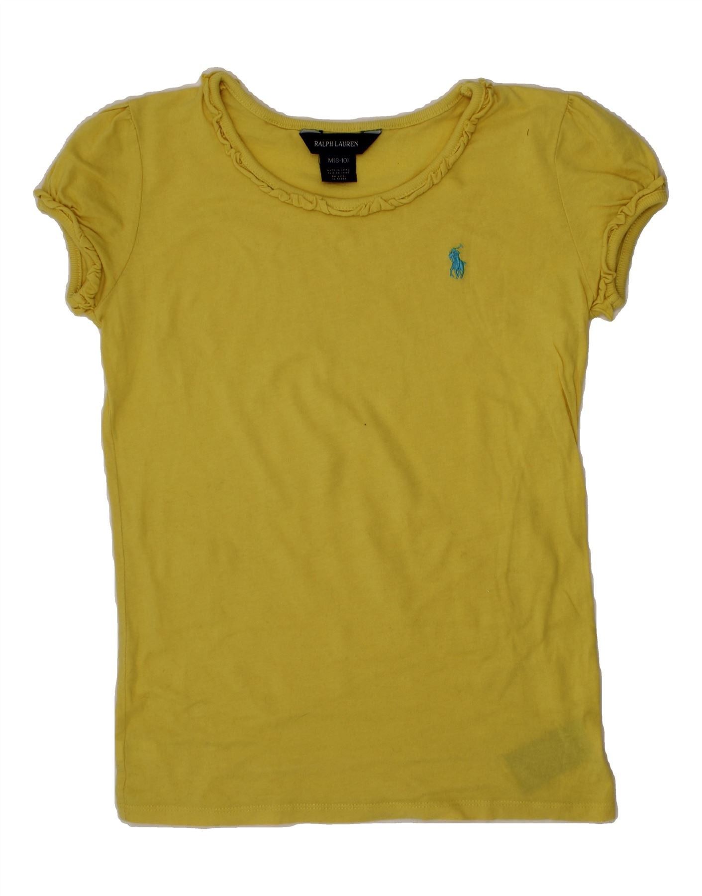 Polo Ralph Lauren Girls T-Shirt Top 8-9 Years Medium Yellow Cotton Size S / US 4 / IT 40 - 1 Thumbnail