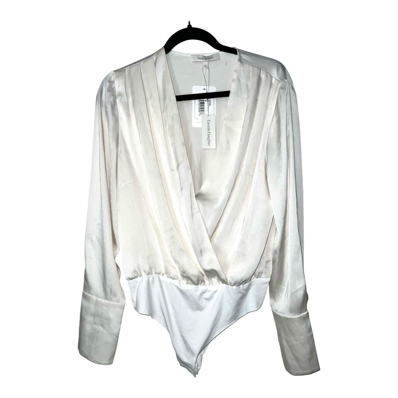 Other Favorite Daughter “The Date Blouse” Ivory Satin Bodysuit NW Size M / US 6-8 / IT 42-44 - 3 Thumbnail