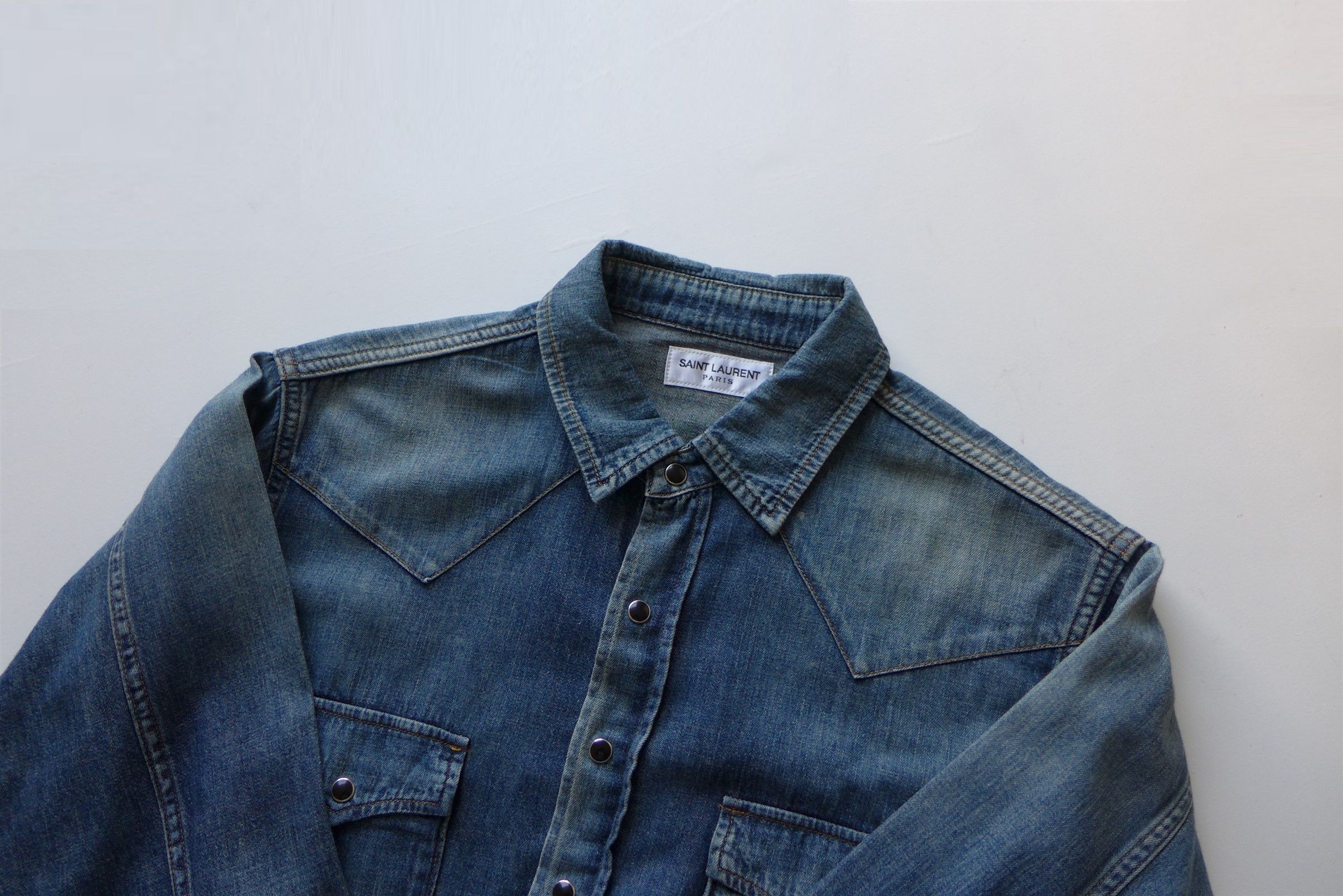 Saint Laurent Paris n/a Saint Laurent Western Shirt - Blue Denim Size US L / EU 52-54 / 3 - 5 Thumbnail