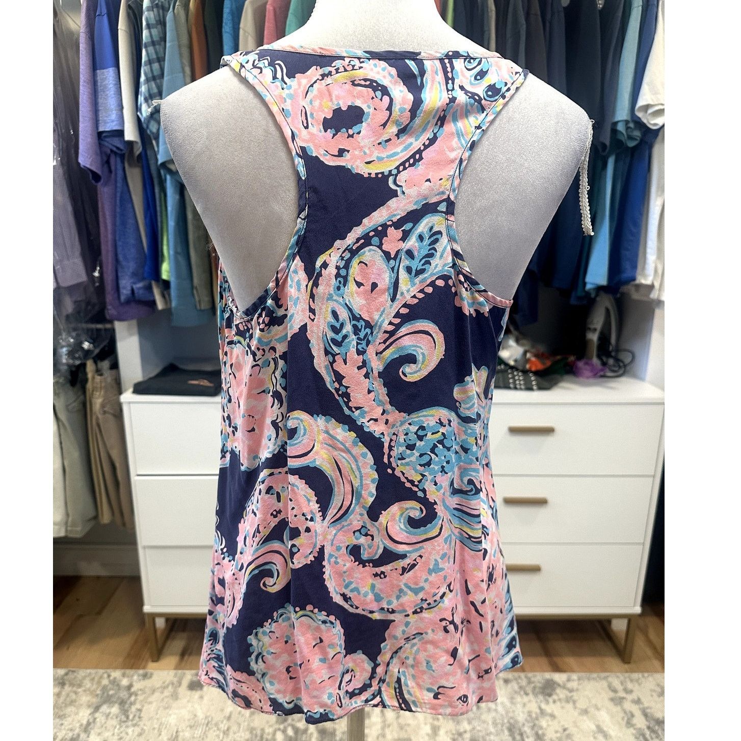 Lilly Pulitzer Lilly Pulitzer Women's 100% Silk Racerback Scoop Neck Tank S Size S / US 4 / IT 40 - 5 Thumbnail