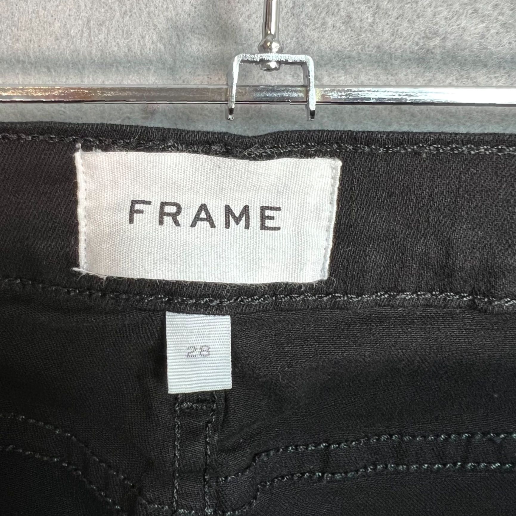 Frame VINTAGE FRAME Womens Skinny Black Denim Jeans Distressed Split Hem Size 28 Cotton Blend Denim 31.5 Inseam Womens Shoes? Size 28" / US 6 / IT 42 - 3 Thumbnail
