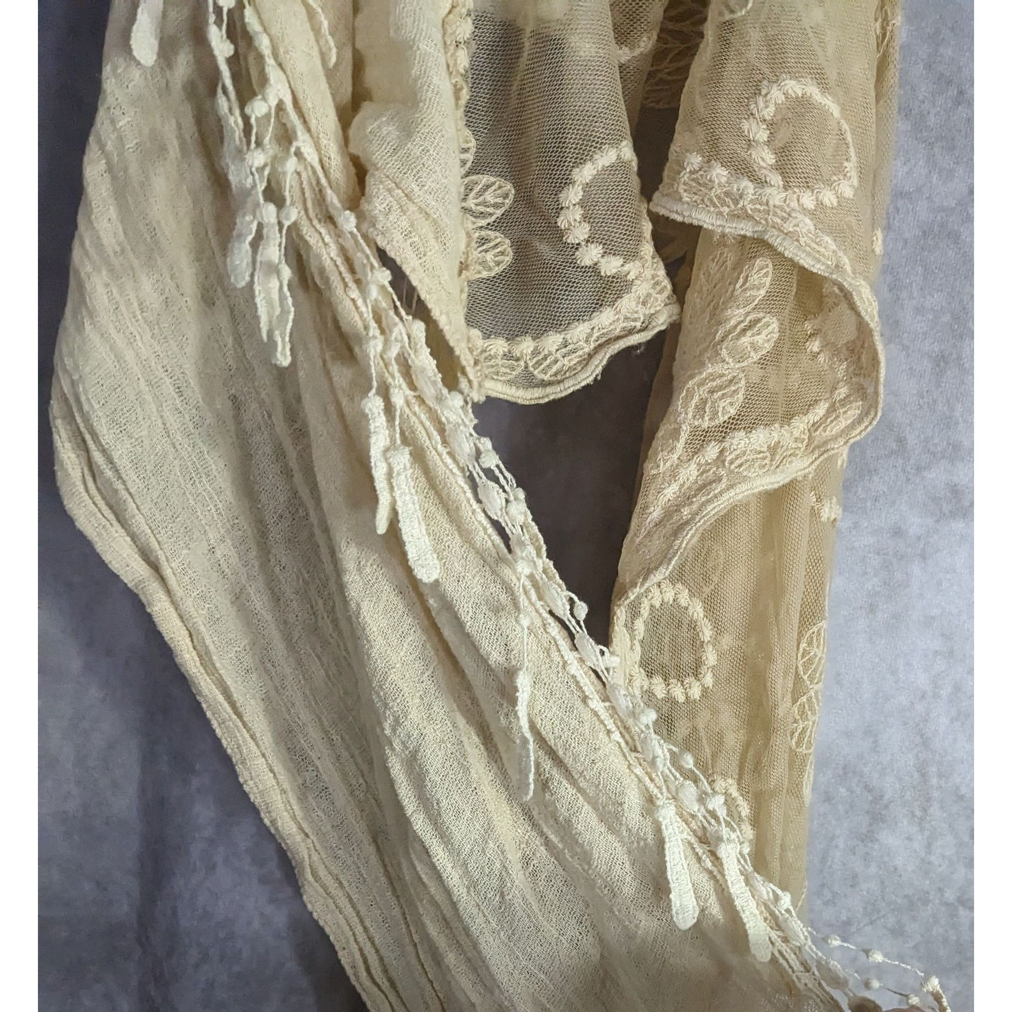 Other Vintage Victorian Style Crochet Lace Asymmetrical Scarf Wrap Size ONE SIZE - 6 Thumbnail