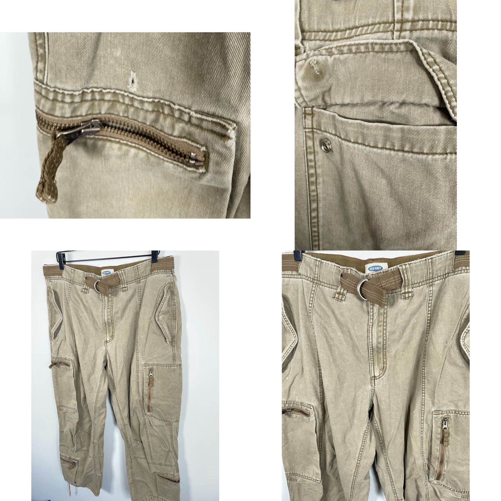 Old Navy VINTAGE Old Navy Cargo Pants Mens 36 x 30 Belted Army Style 38 x 28 Green Cotton Cargo Pocket Straight Regular Waist 38 Inseam 28 Modern Vintage? Size US 38 / EU 54 - 9 Thumbnail