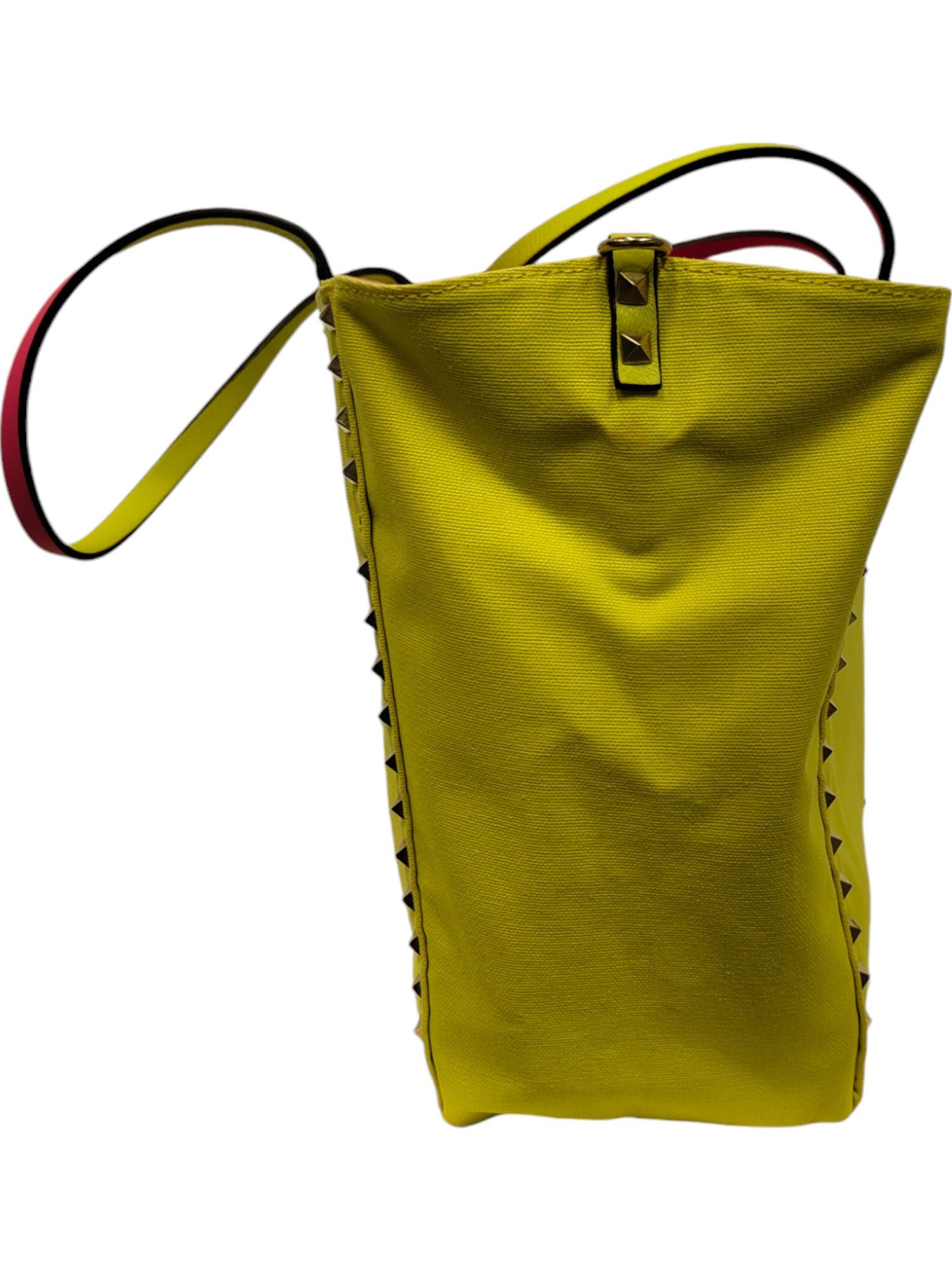 Valentino Yellow And Pink Rockstud Reversible Canvas Tote Bag Size ONE SIZE - 4 Thumbnail