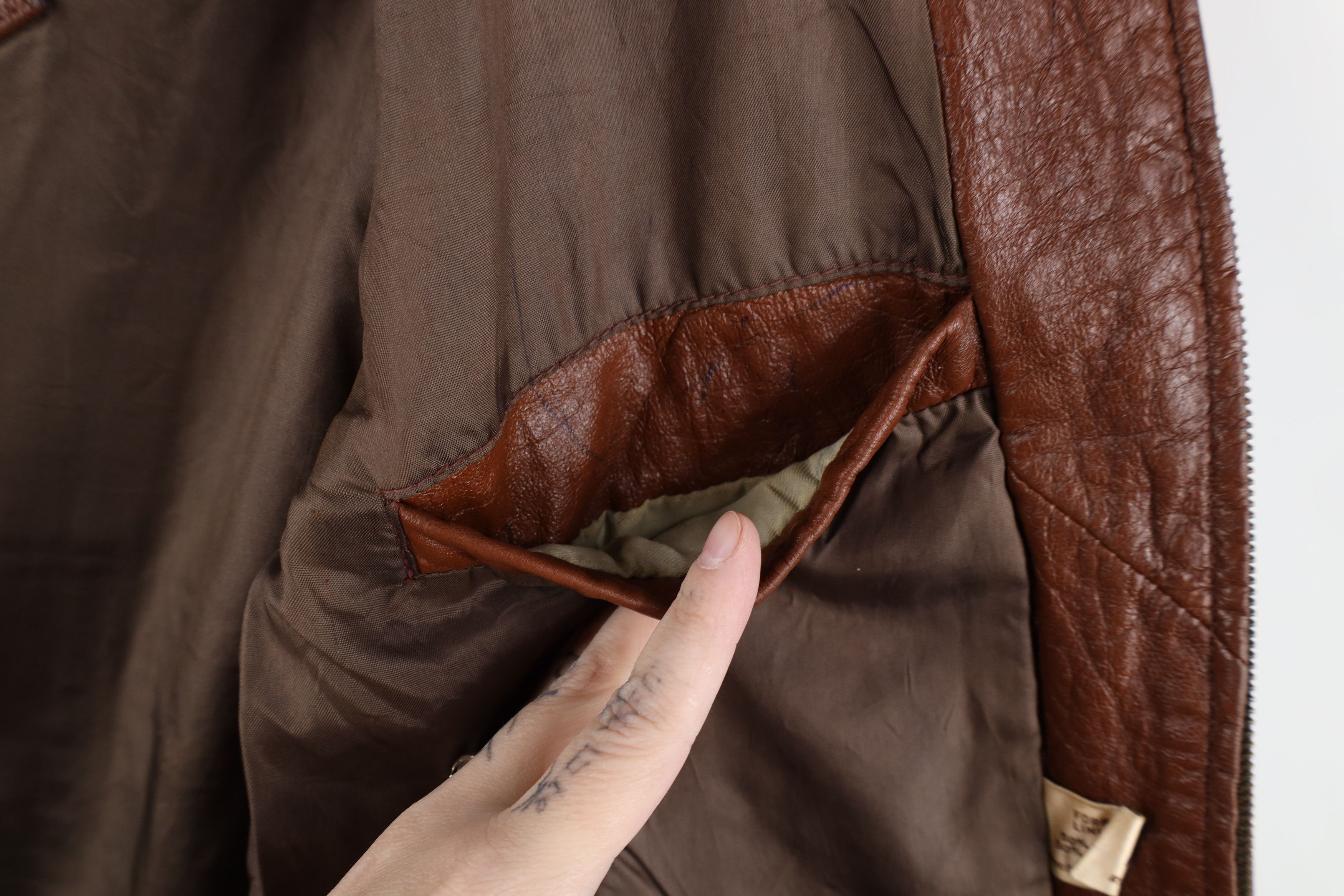 Vintage Vintage 60s 70s Streetwear Leather Full Zip Jacket Brown Size US XXL / EU 58 / 5 - 12 Thumbnail