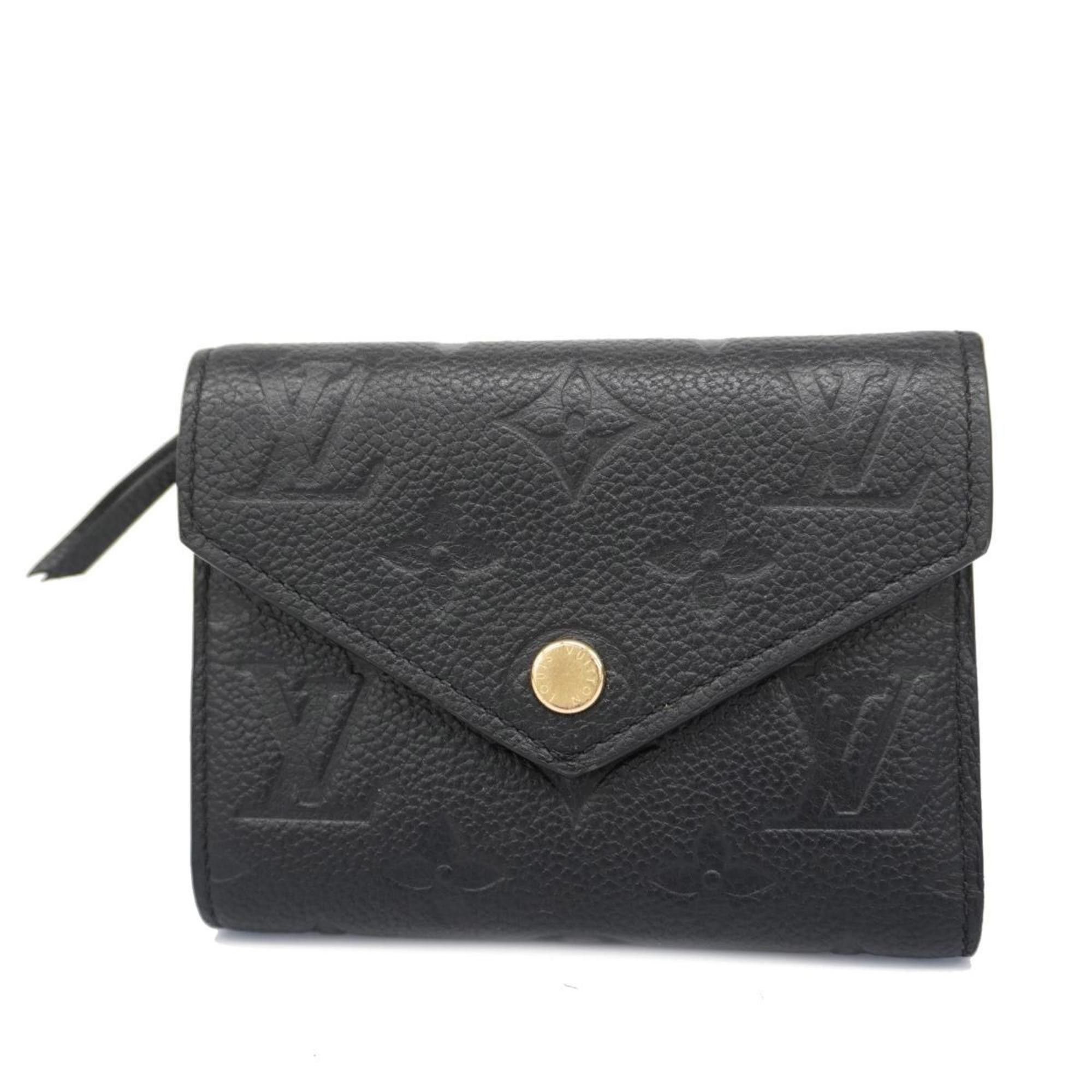 image of Louis Vuitton Tri-Fold Wallet Monogram Empreinte Portefeuille Victorine M64060 Noir Ladies, Women's
